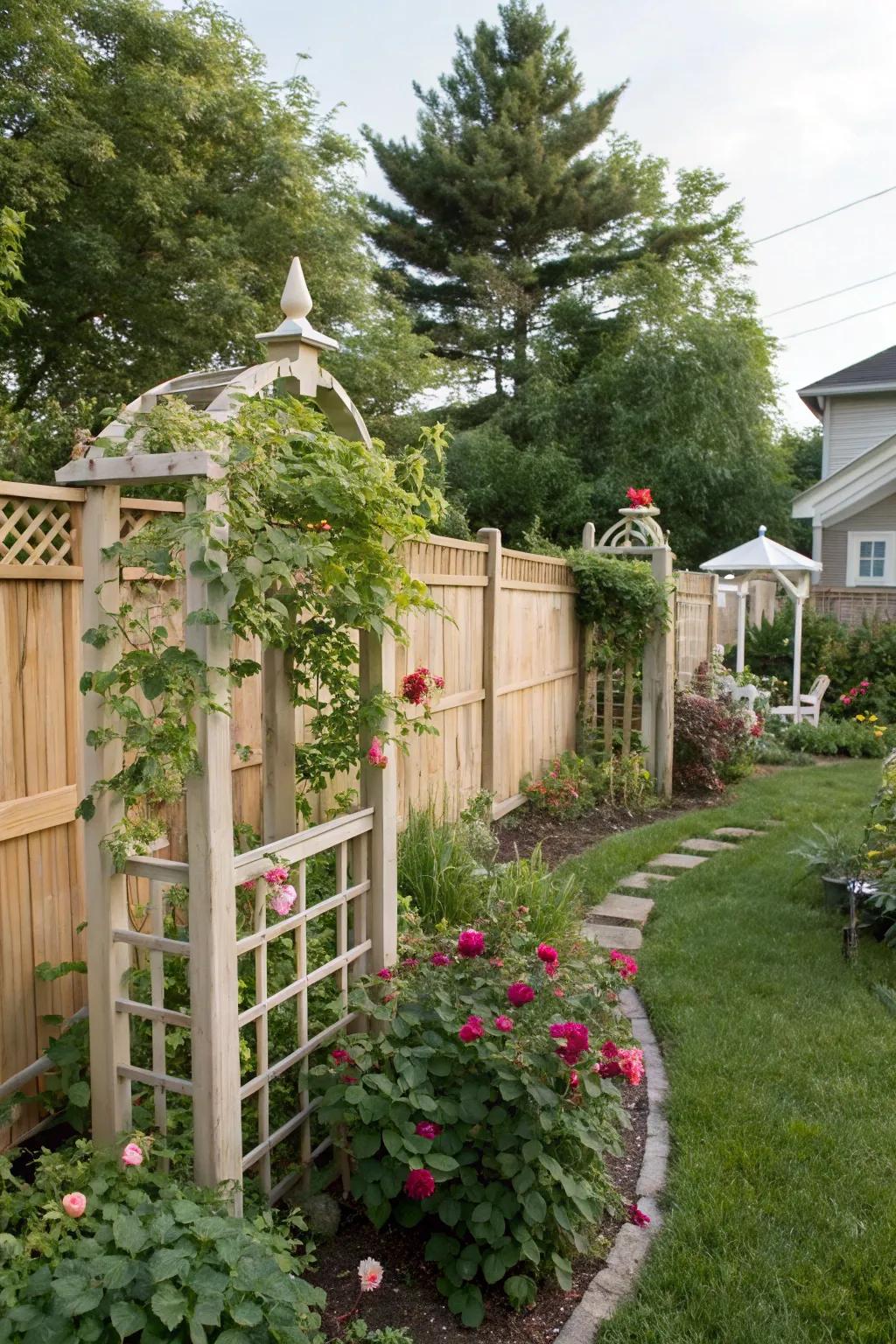 Mini fences and trellises bring charm and functionality to your property line.