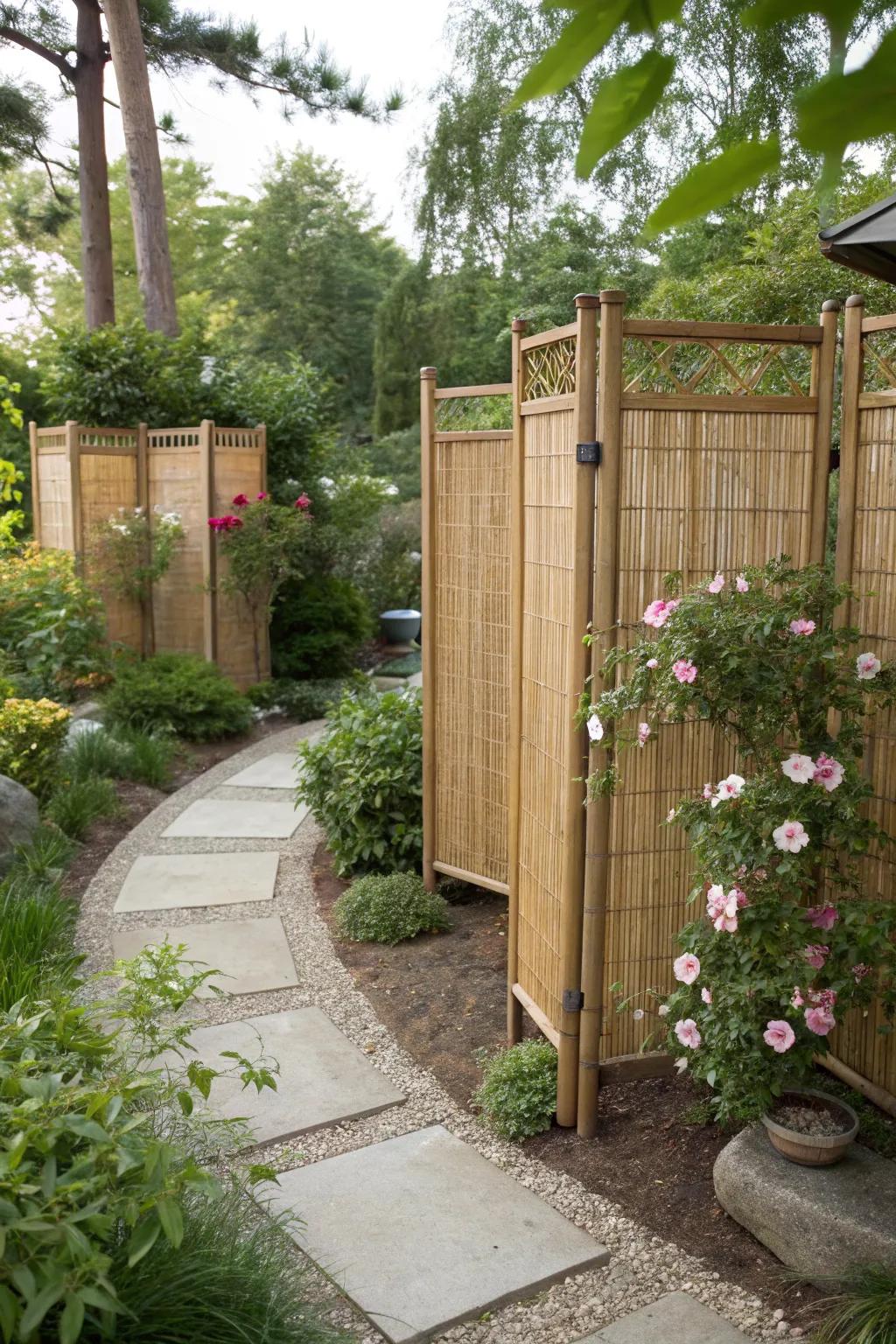 Bamboo screens provide an eco-friendly and attractive property line solution.