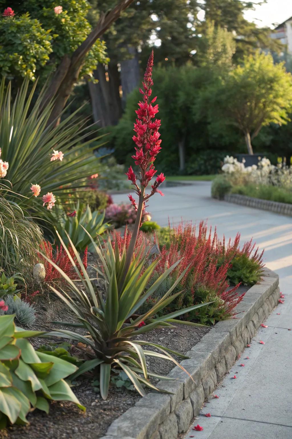 Make a bold statement with red yucca as the centerpiece of your garden.