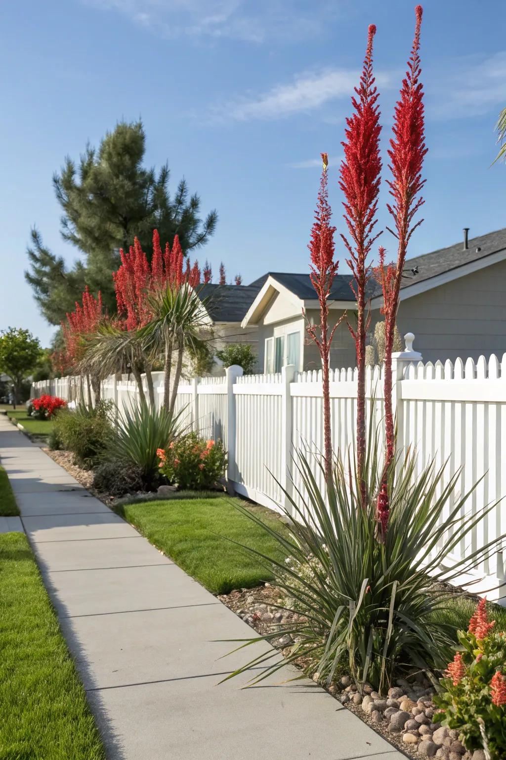 Welcome guests with the vibrant and inviting look of red yucca in your front yard.