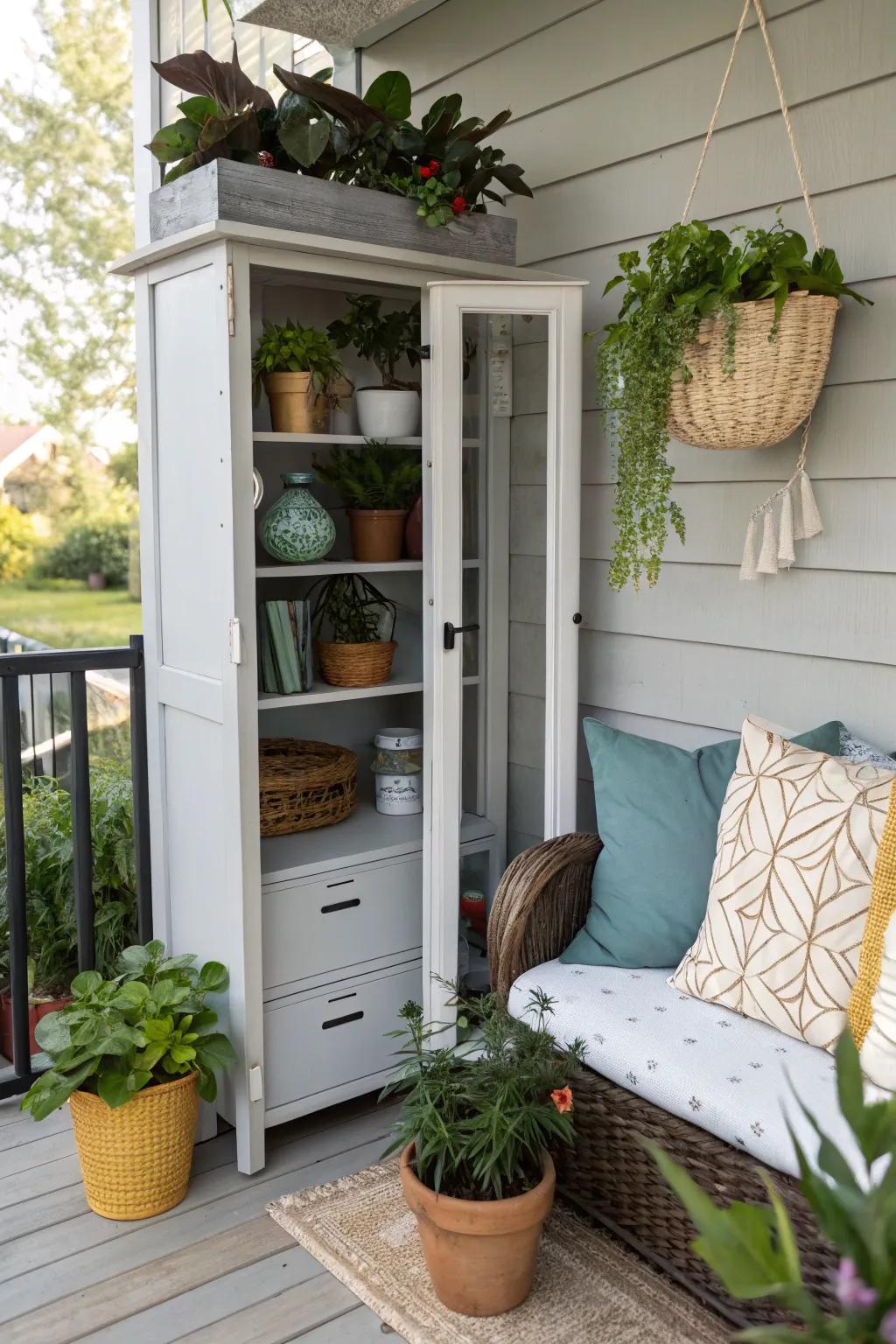 A compact cabinet offers discreet and stylish storage.