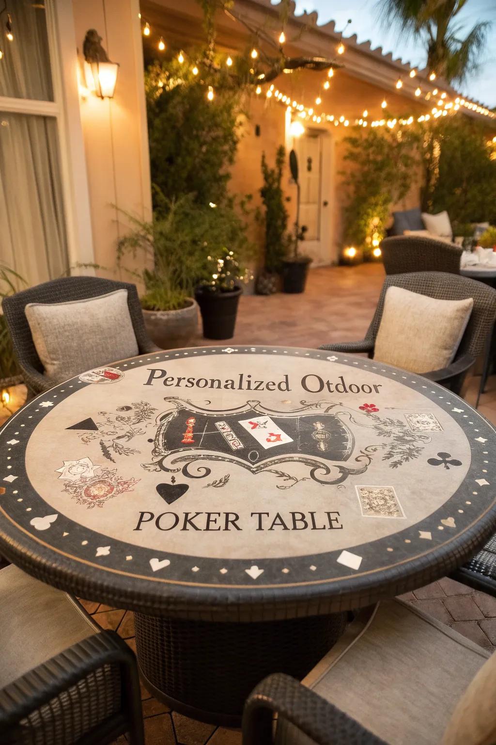 Make your poker table uniquely yours with personalized designs.