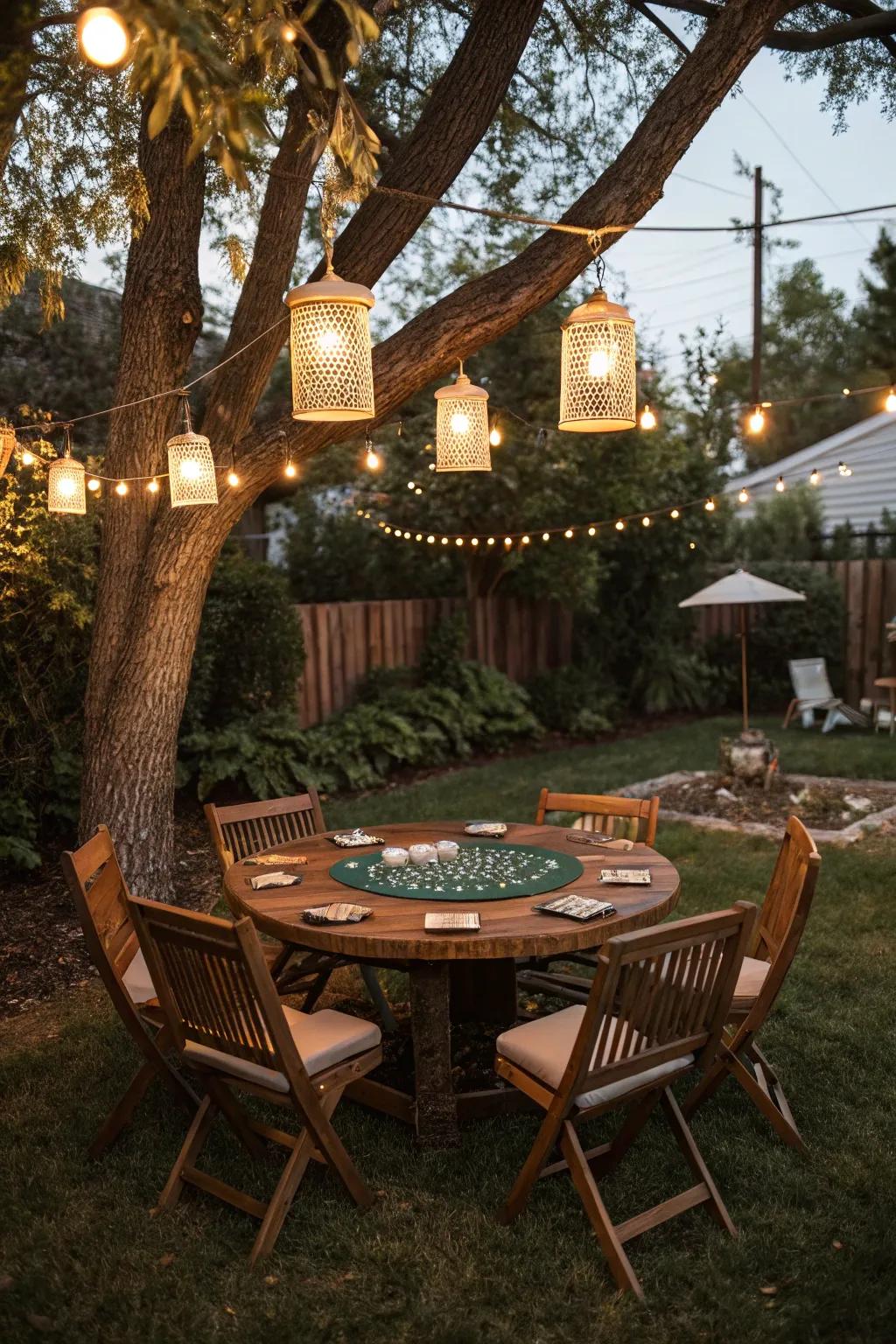 Create an immersive experience with a themed poker setup.