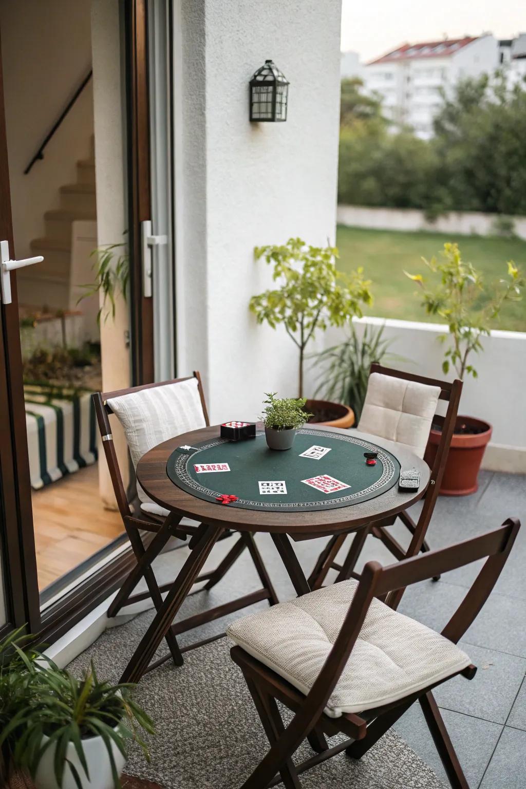 Save space with a compact poker table that fits snugly in any area.