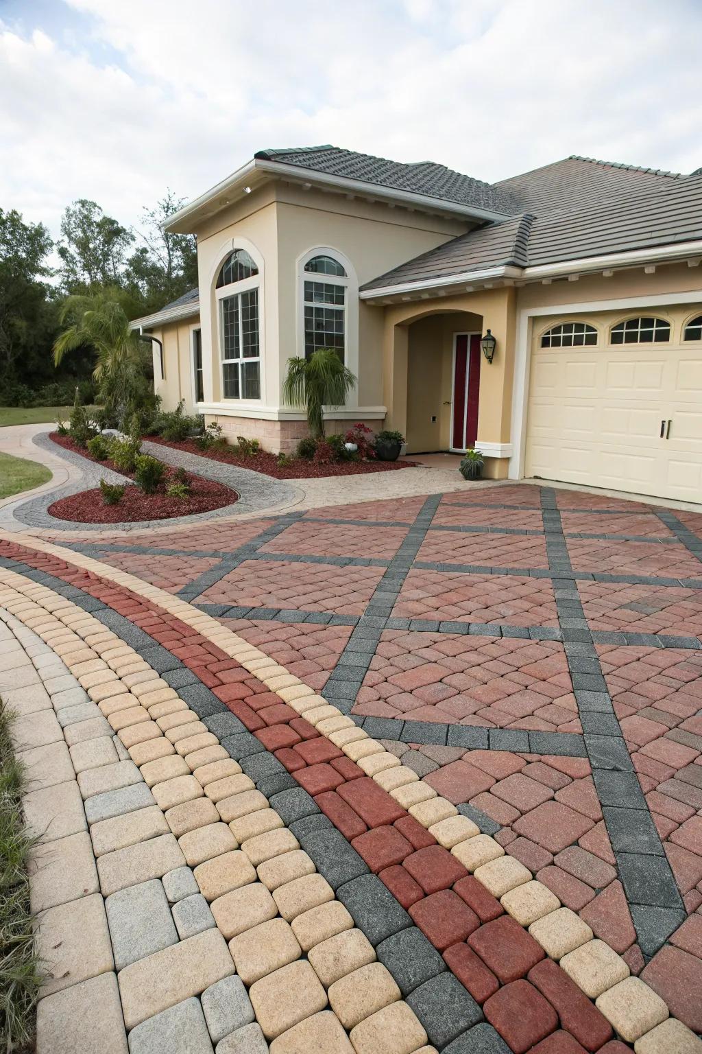 Bold color contrasts for eye-catching driveway designs.