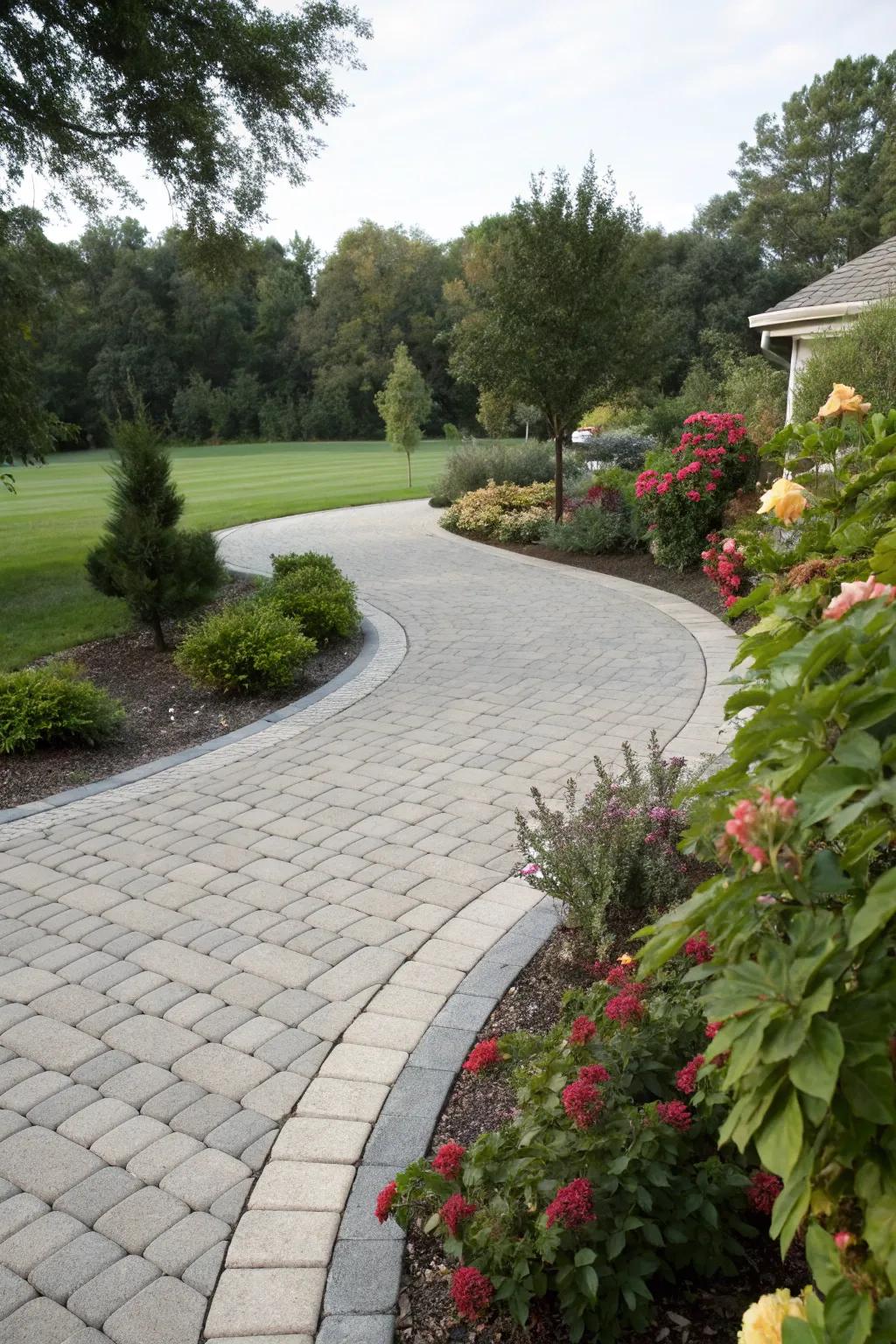 Curved layouts provide elegance and flow to driveways.