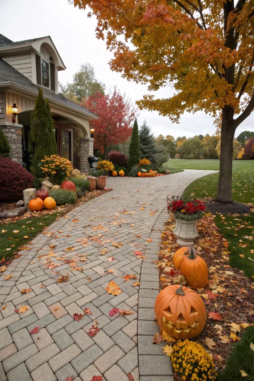 Seasonal decor adds charm and personality to driveways.