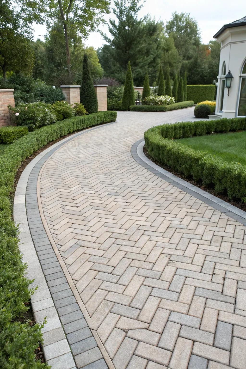 A classic herringbone pattern adds timeless elegance.