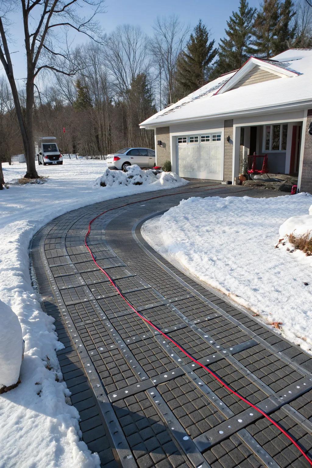 Heated driveways offer convenience in snowy climates.