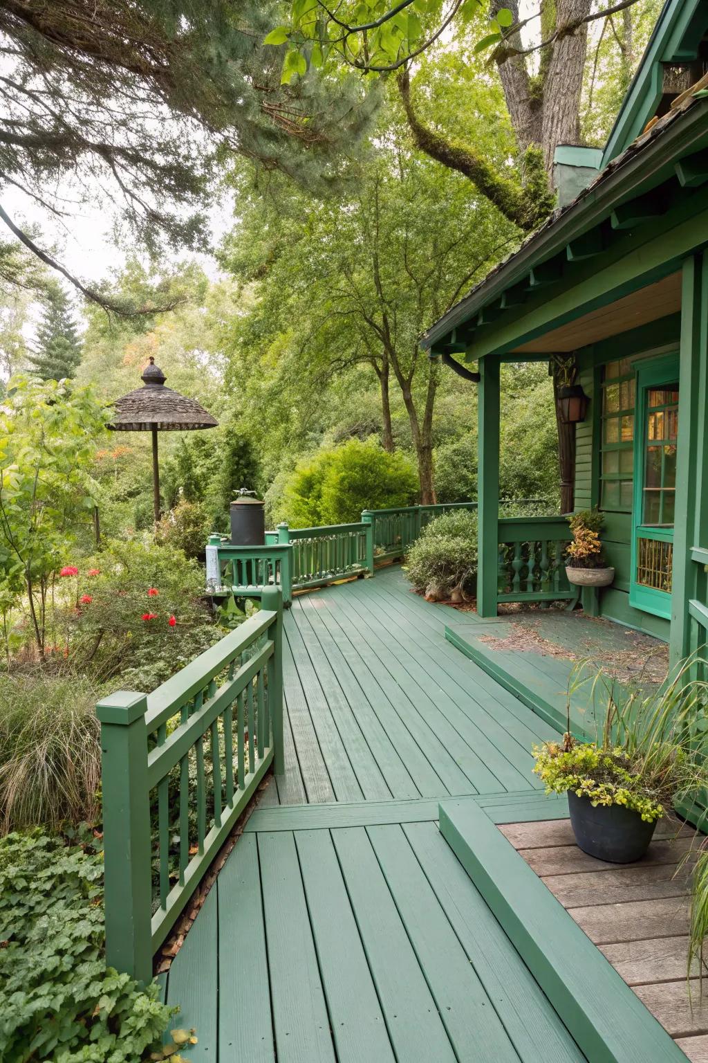 Nature-inspired greens harmonize your deck with its surroundings.