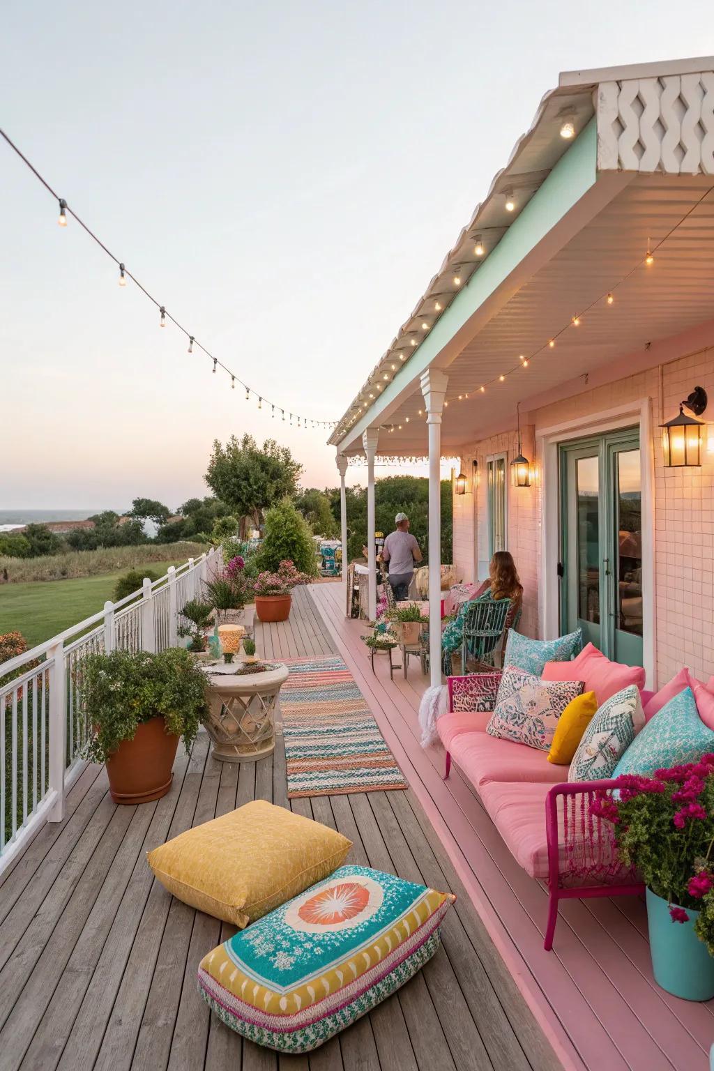 Pastel colors bring a playful and charming vibe to your deck.