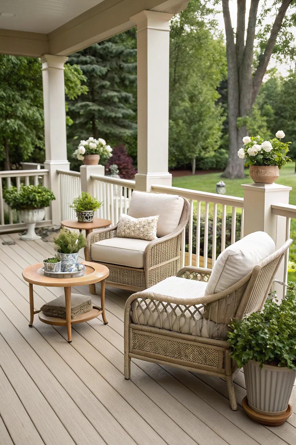 Beige provides a classic and neutral backdrop for outdoor spaces.