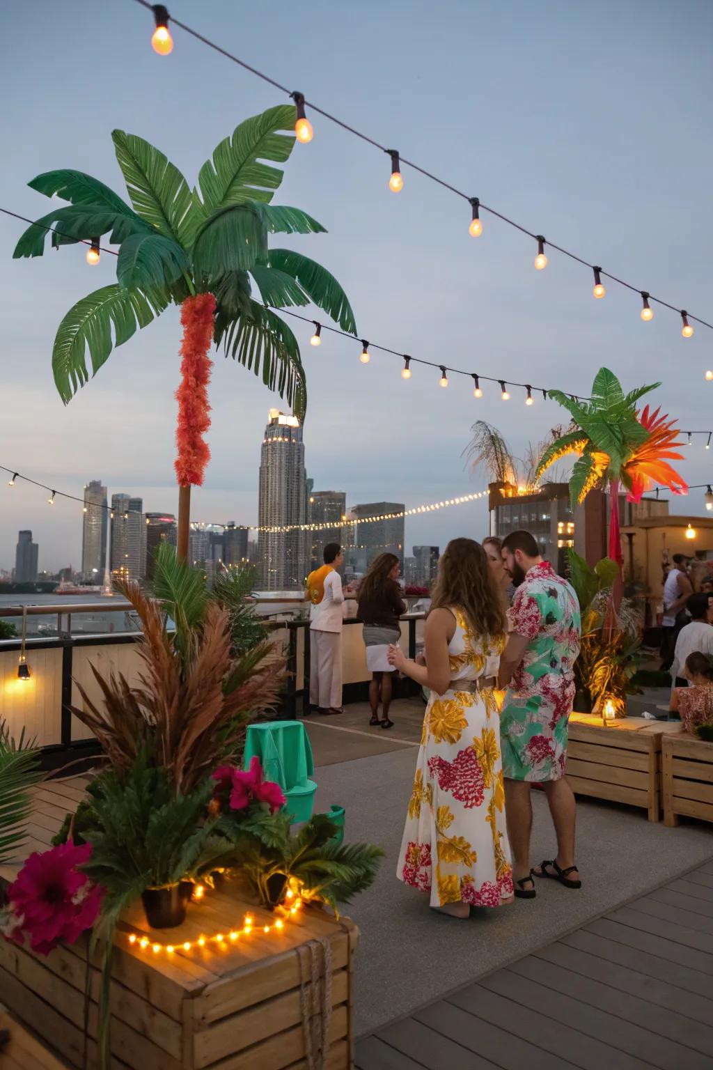 Themed decor brings a playful and cohesive touch to your rooftop party.