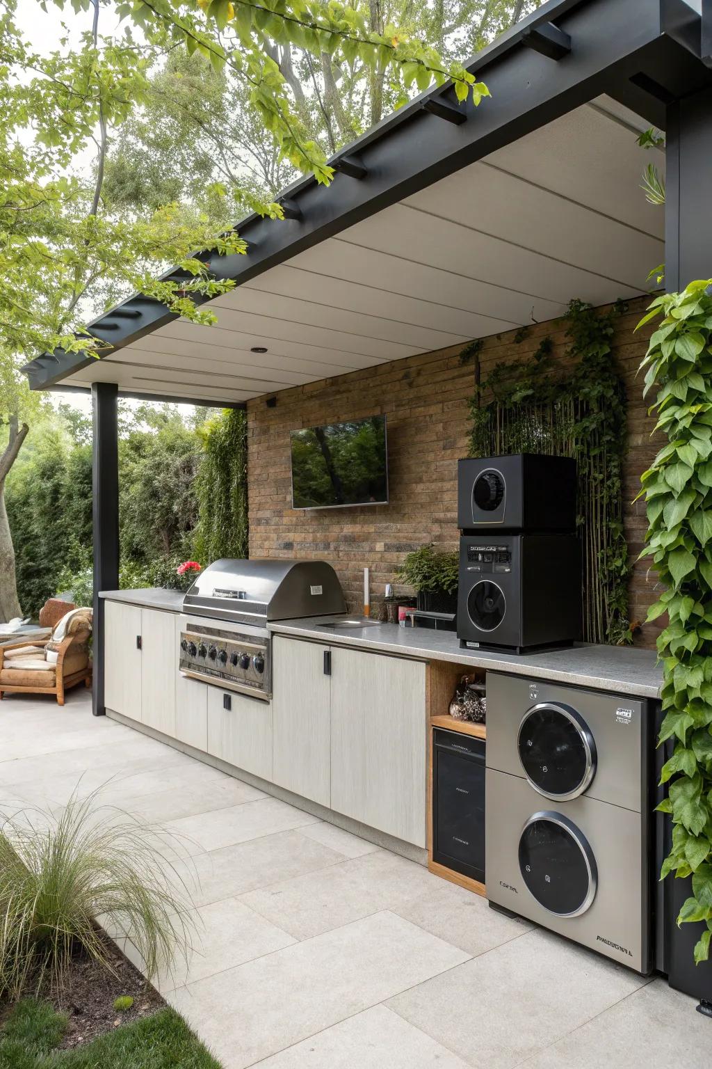 Elevate your outdoor gatherings with a built-in sound system.