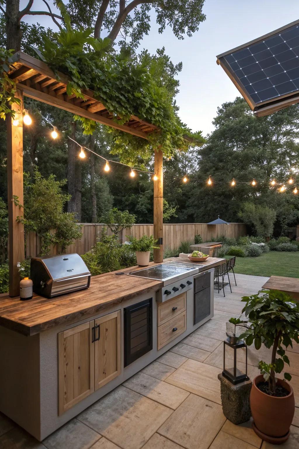 Embrace sustainability with eco-friendly features in your outdoor kitchen.