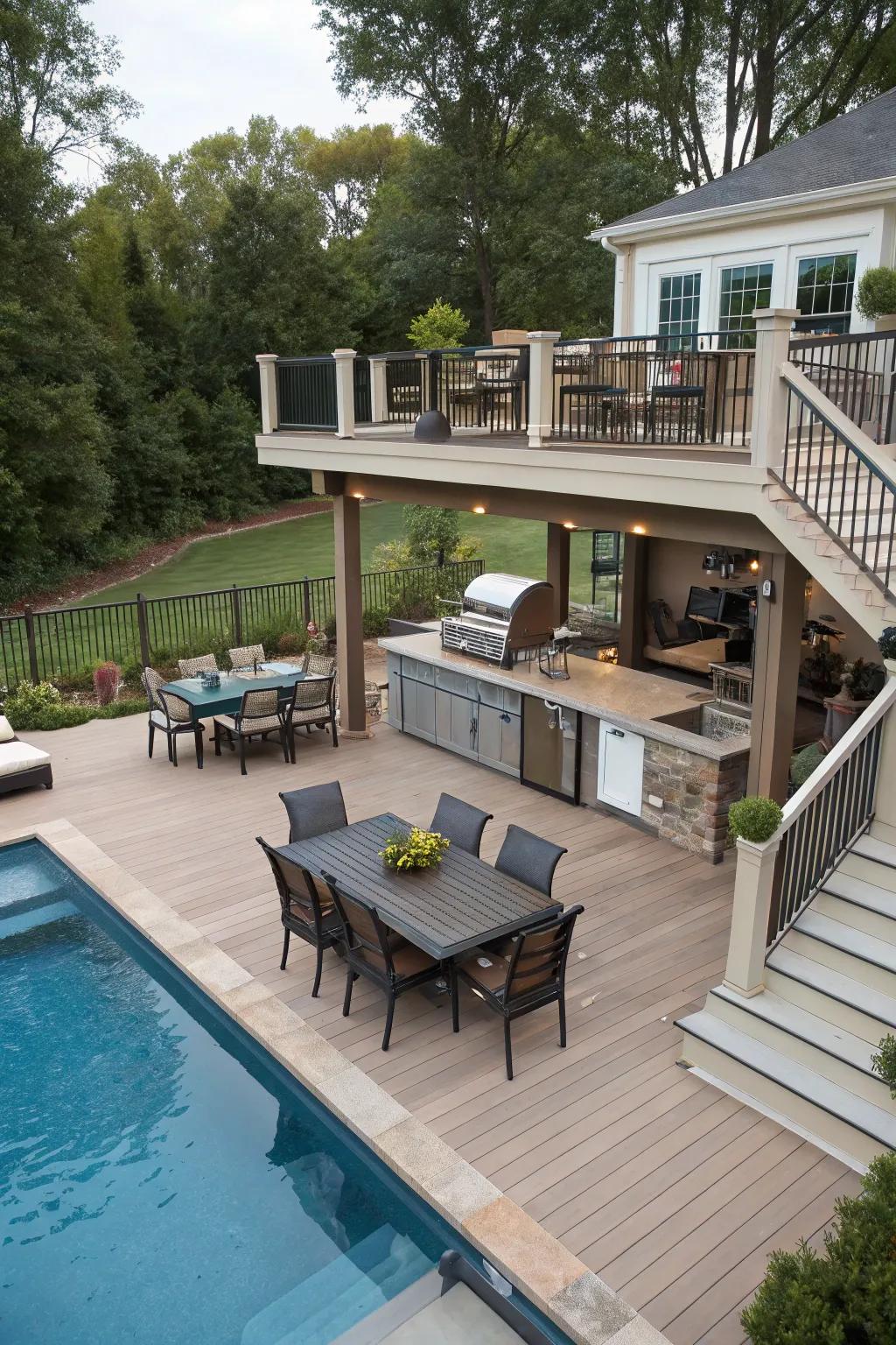 Add depth and versatility with a multi-level deck design.