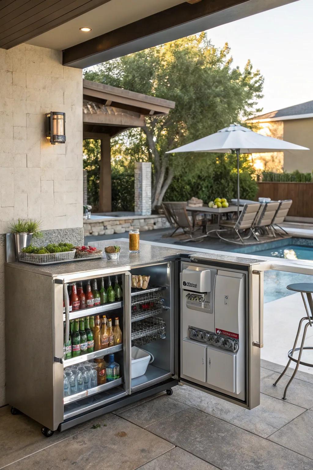 Keep everything cool and convenient with an outdoor fridge.