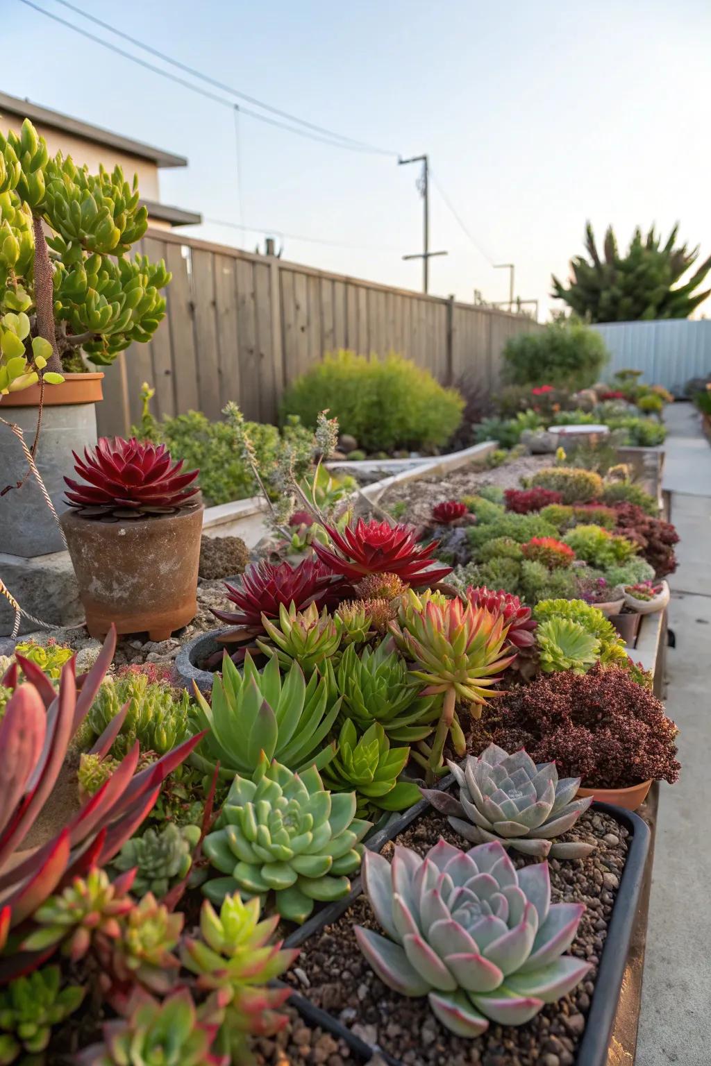 A succulent garden that adds charm and requires minimal care.