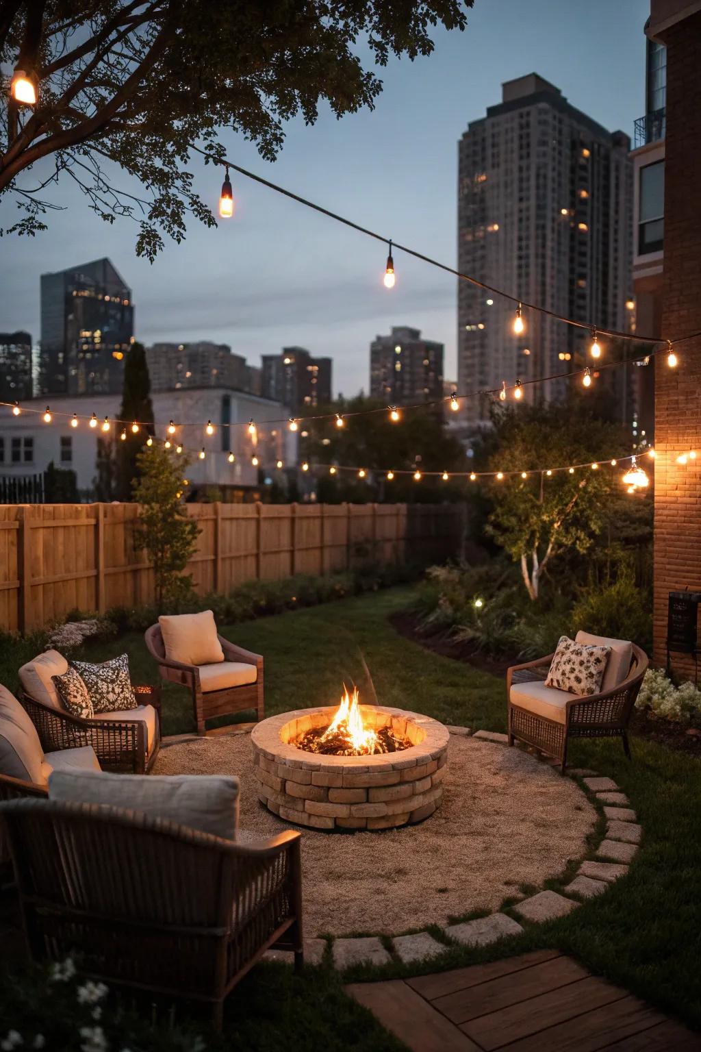 A warm fire pit area perfect for evening gatherings.