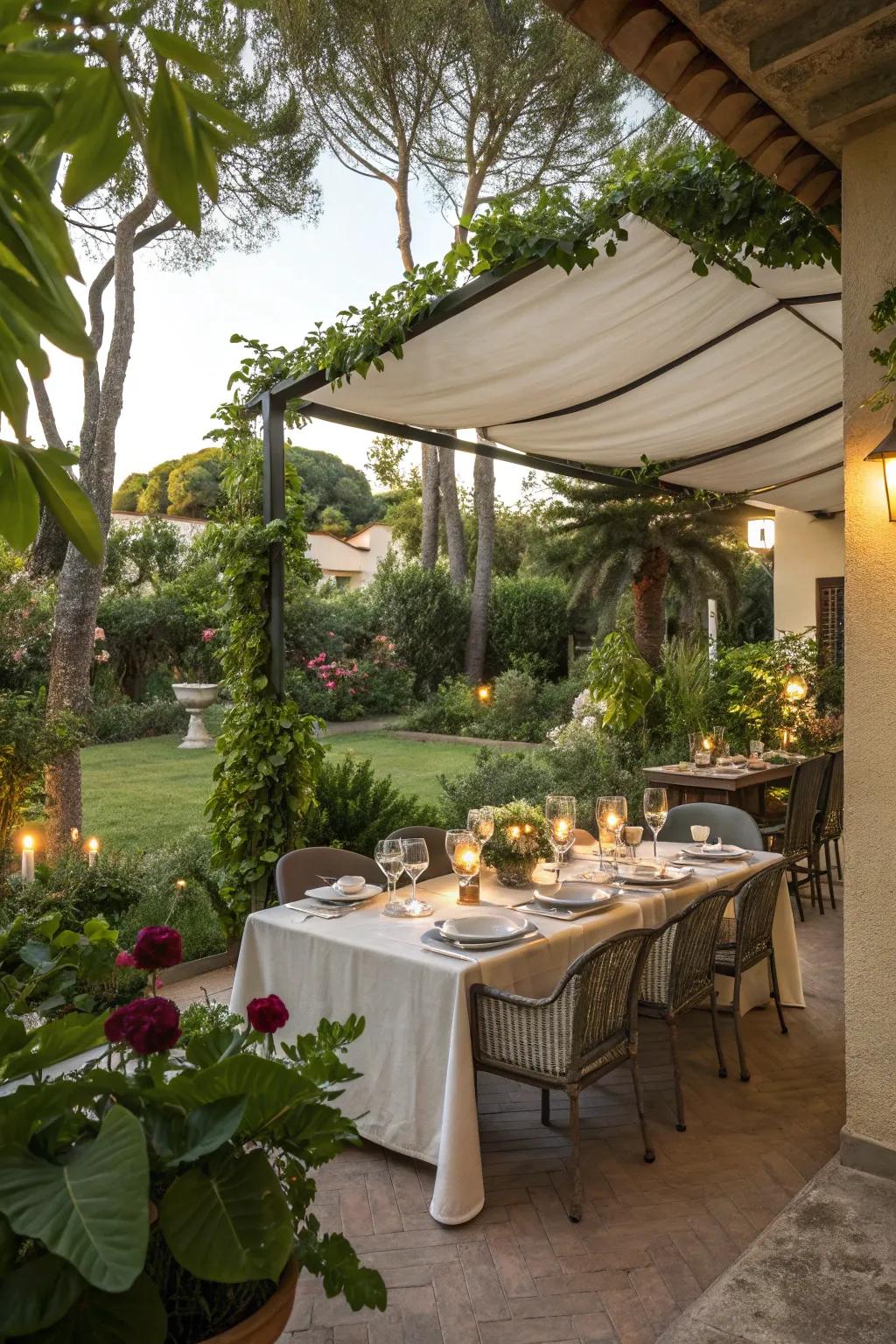 An inviting outdoor dining space ready for gatherings.