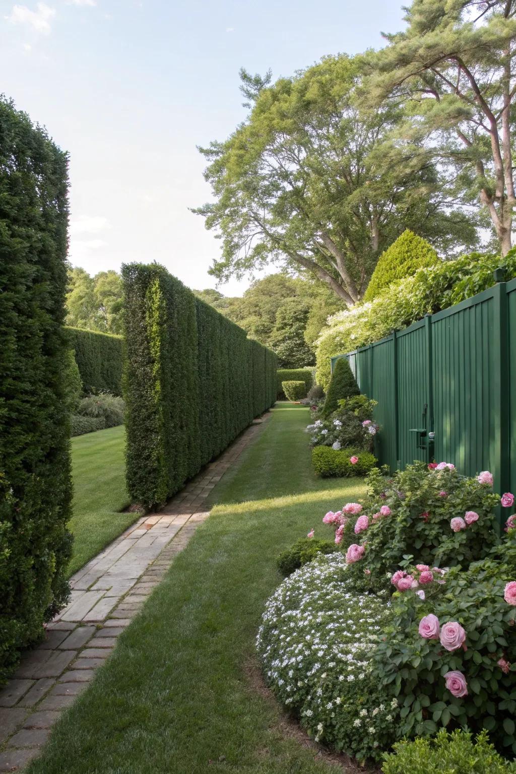 Privacy-enhancing green walls that create a secluded haven.
