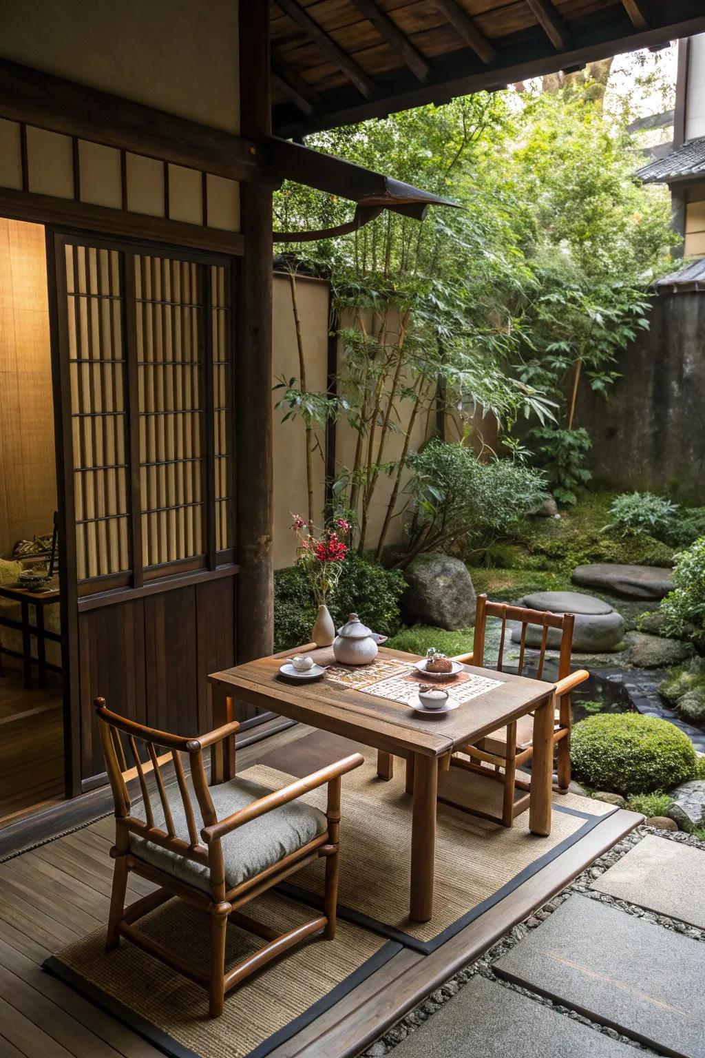 A tea corner provides a space for relaxation and enjoyment.