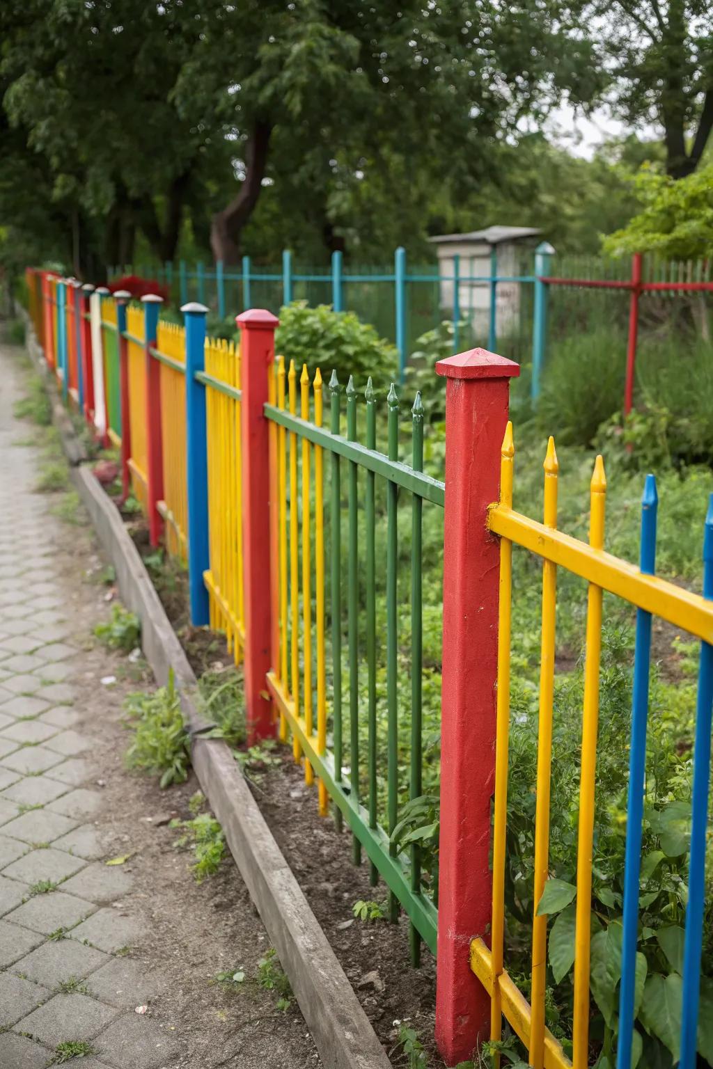 Add personality to your rebar fence with colorful finishes.