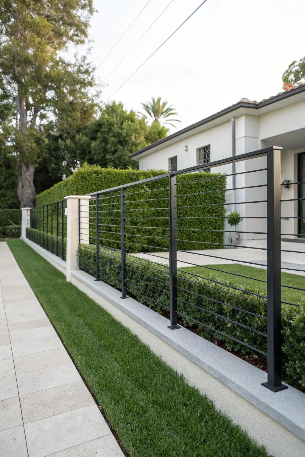 Embrace simplicity with a minimalist rebar fence design.