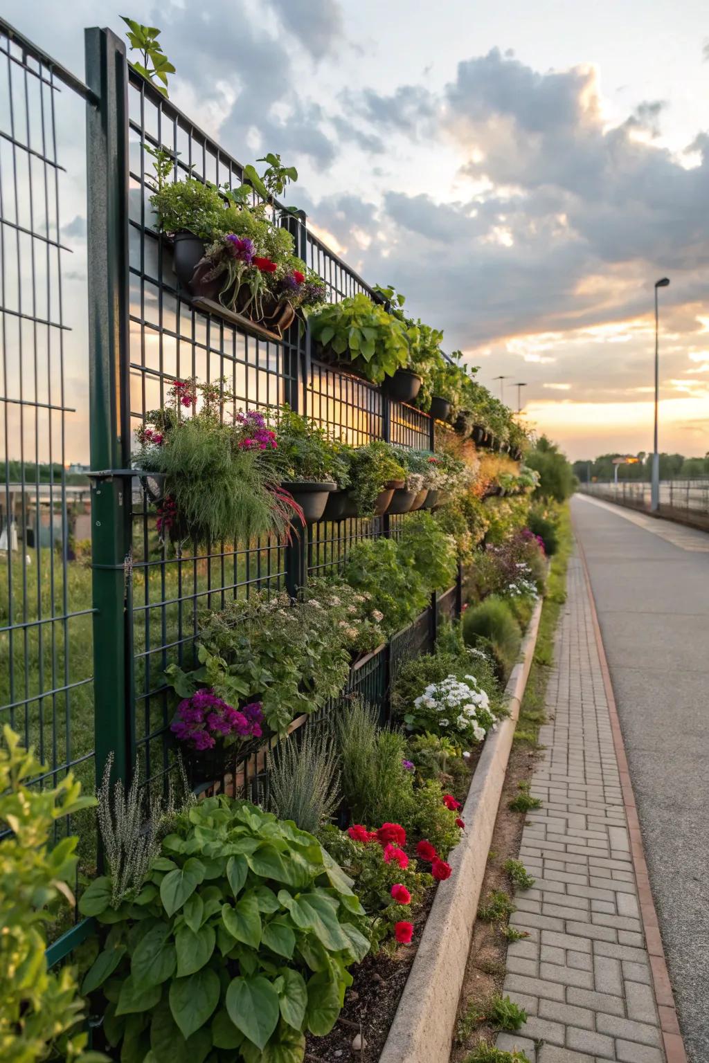 Create a living wall with a rebar fence and vertical gardening.