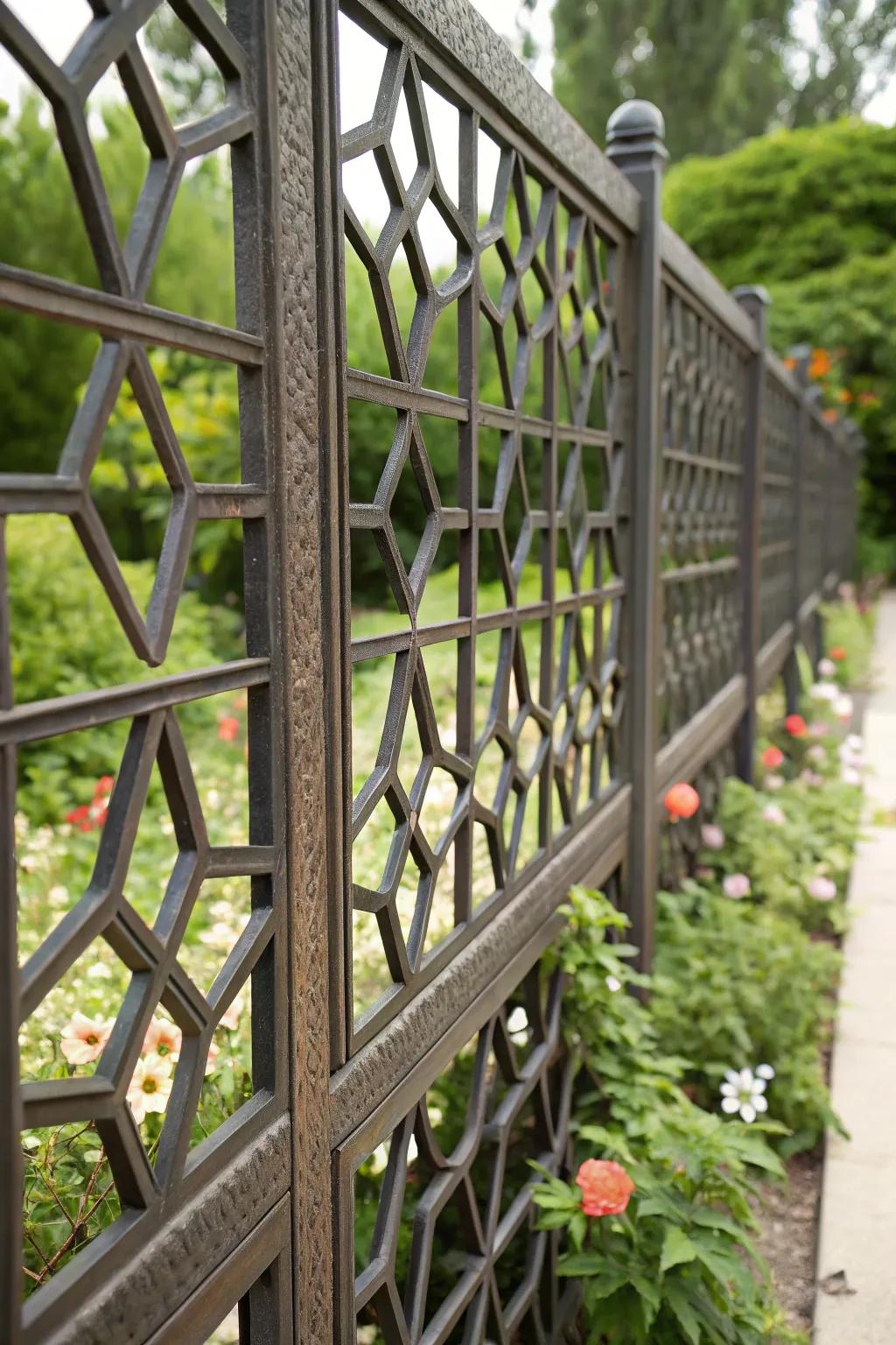 Geometric designs with rebar can transform a simple fence into a piece of art.