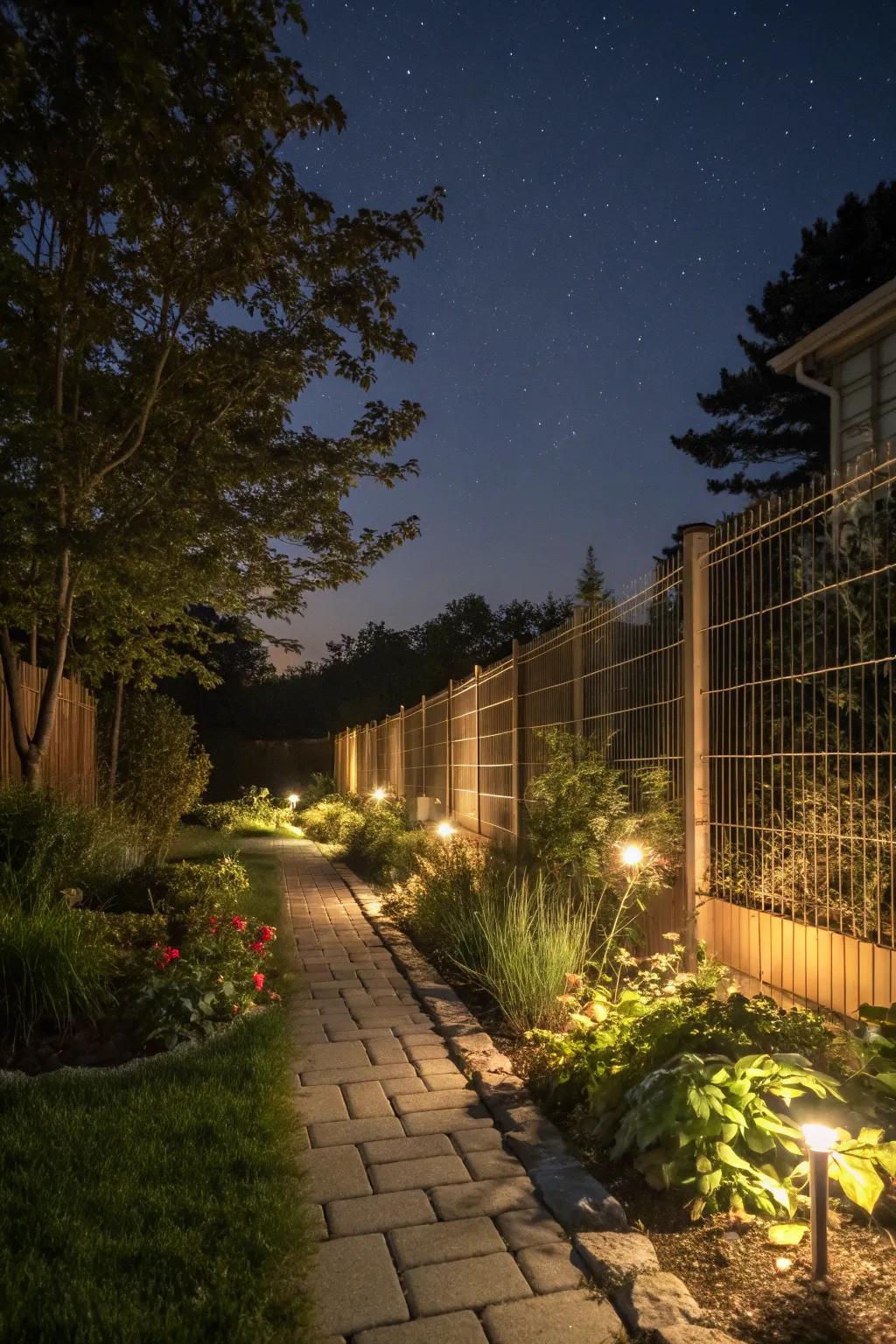 Enhance your garden’s evening glow with a lit rebar fence.