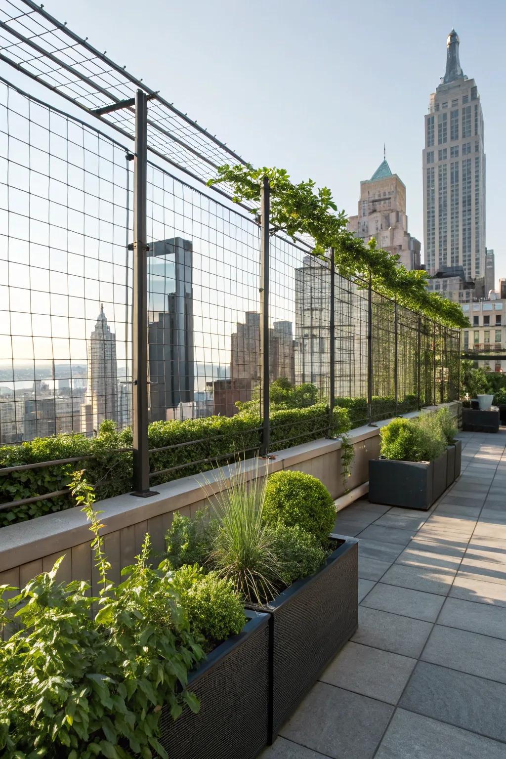 Bring urban charm to your rooftop garden with a rebar fence.