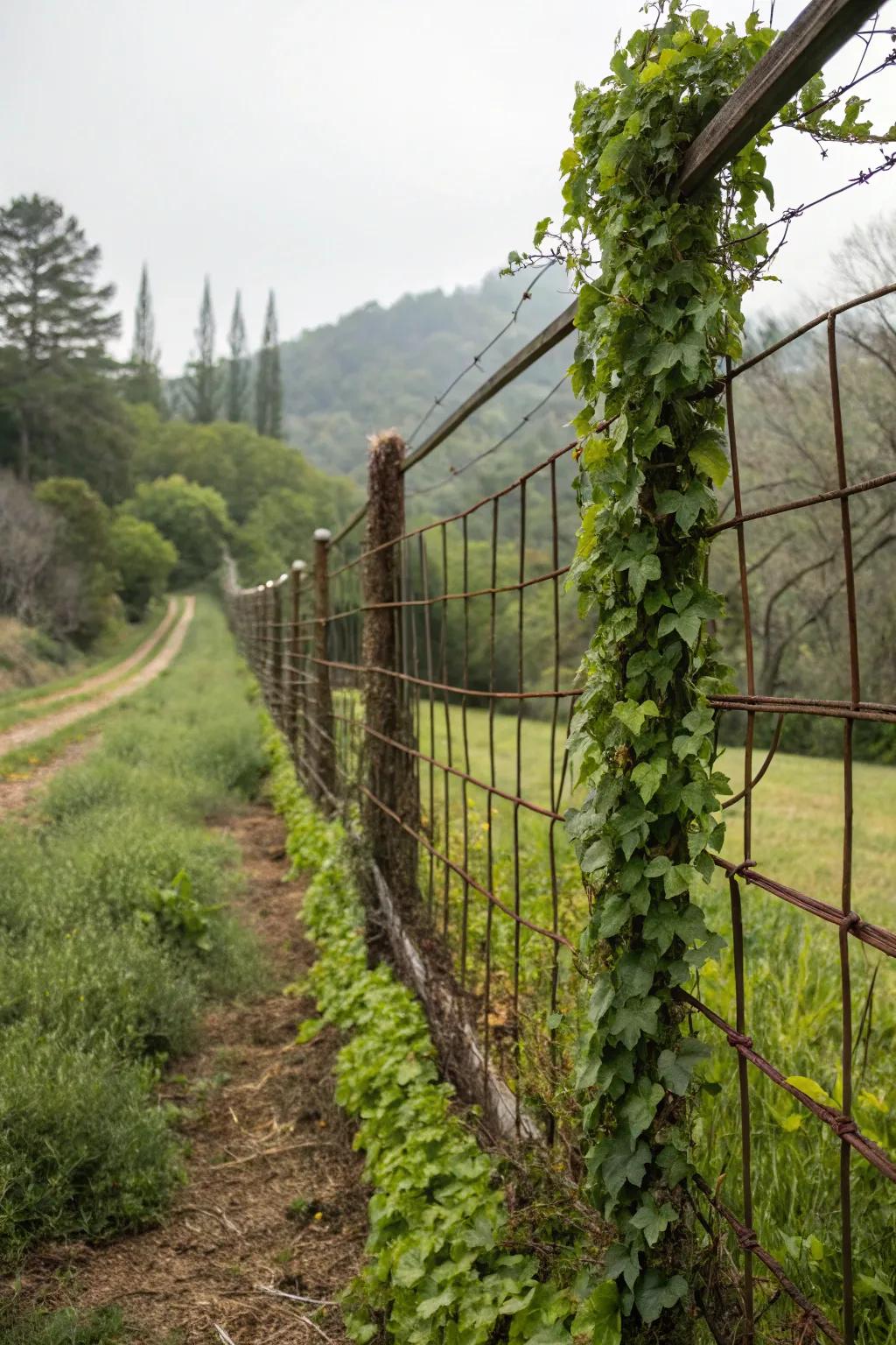 Let your rebar fence become one with nature by integrating it into the landscape.