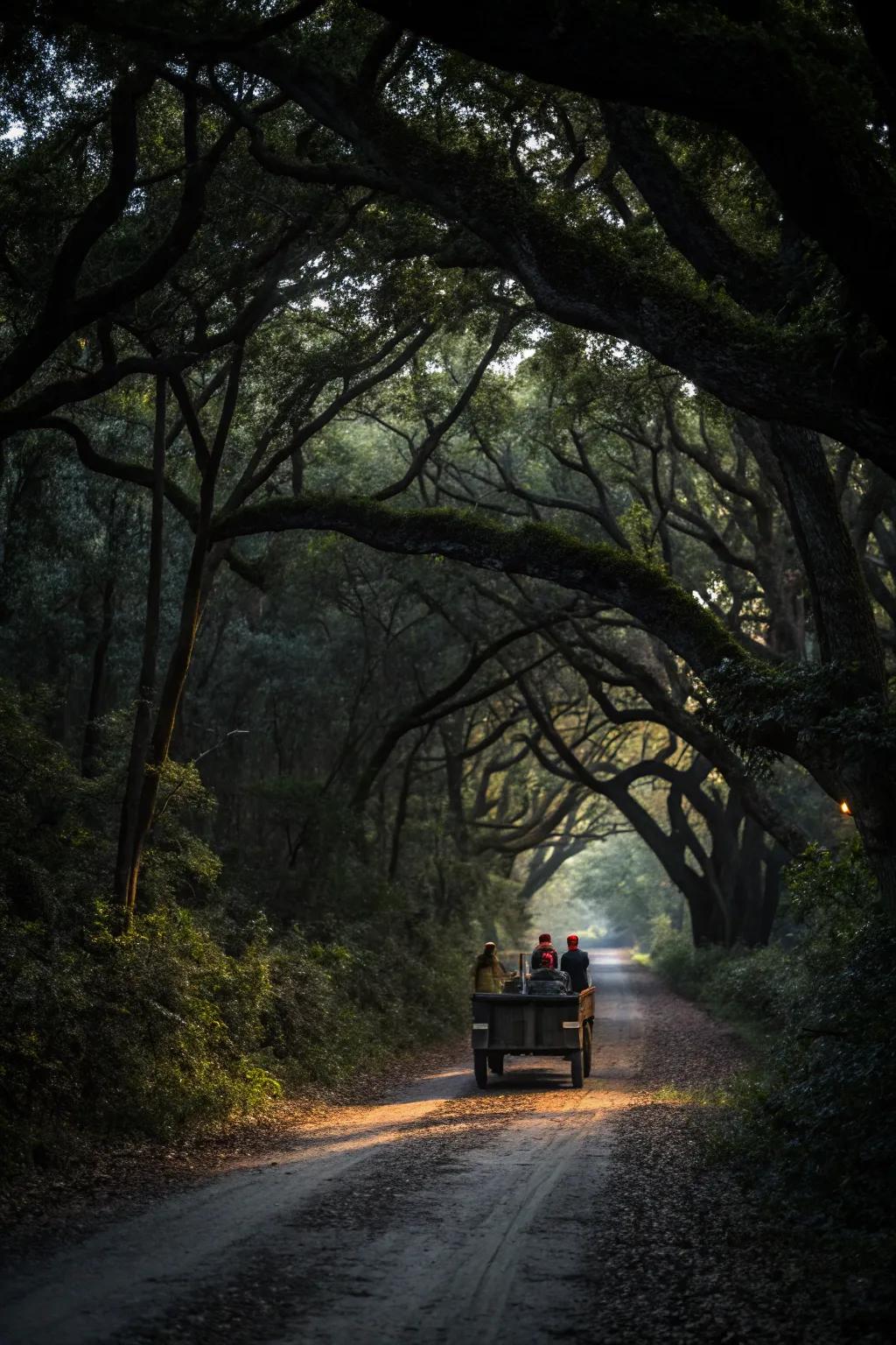 A forest setting brings natural suspense to your haunted hayride.