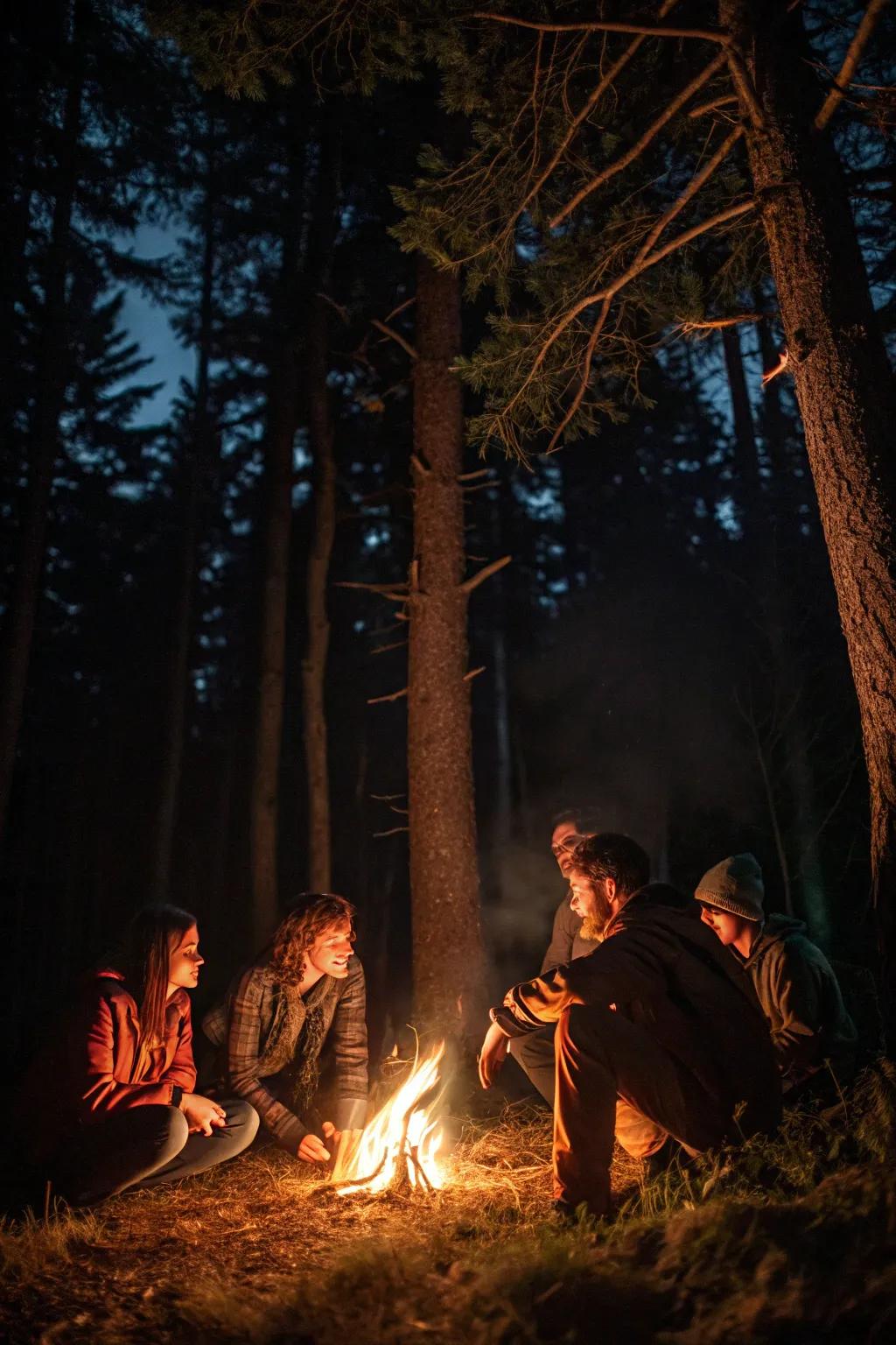 A campfire adds a storytelling element that captivates guests.