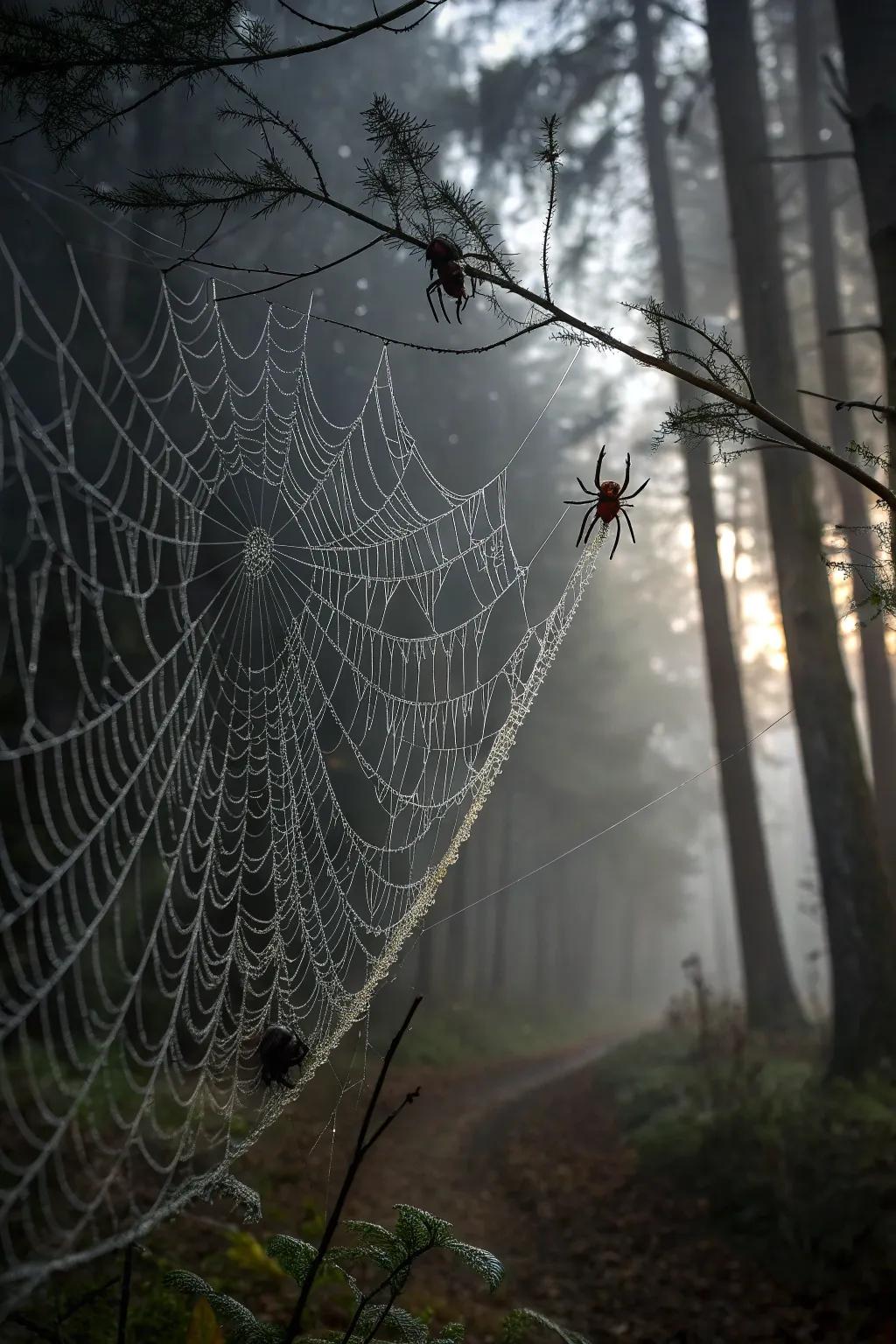 Spider webs add an unsettling touch to any haunted scene.