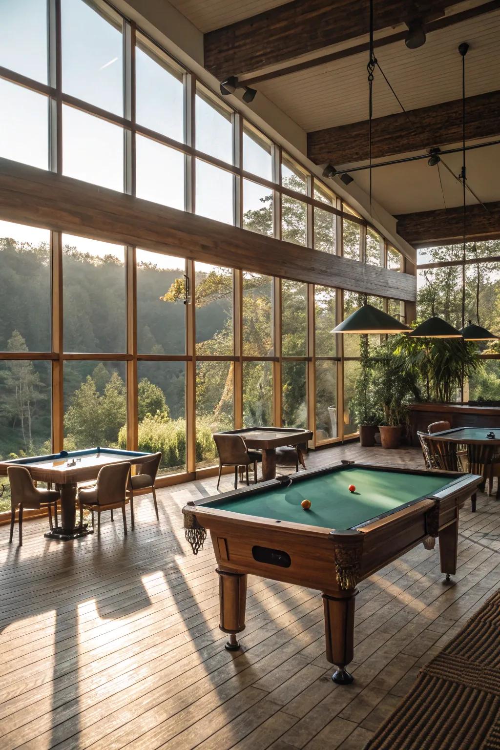 Let natural light enhance your pool room's atmosphere.