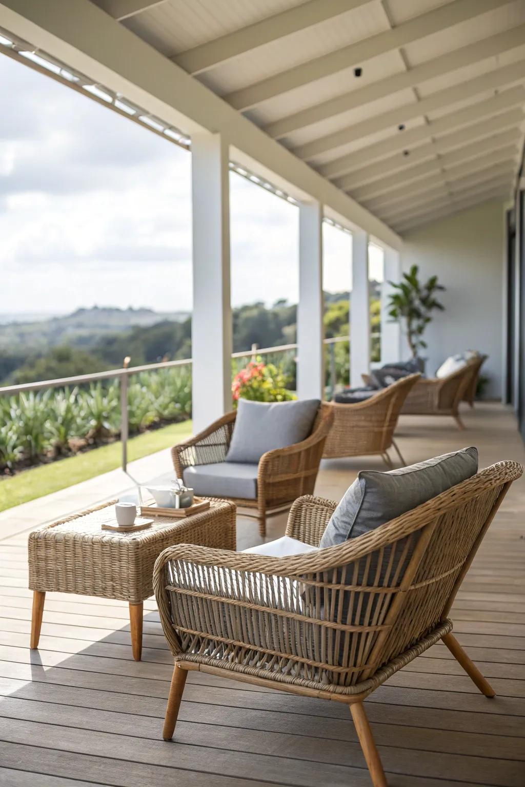 Sleek modern furniture adding style to the veranda.