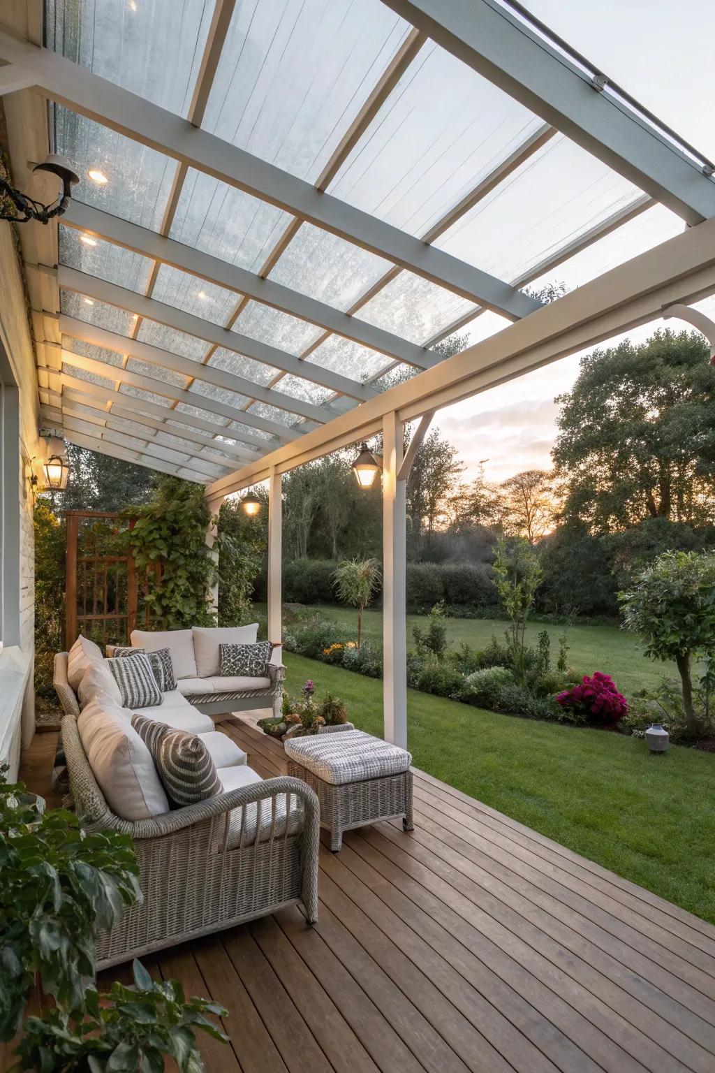 A covered veranda offering comfort and protection.