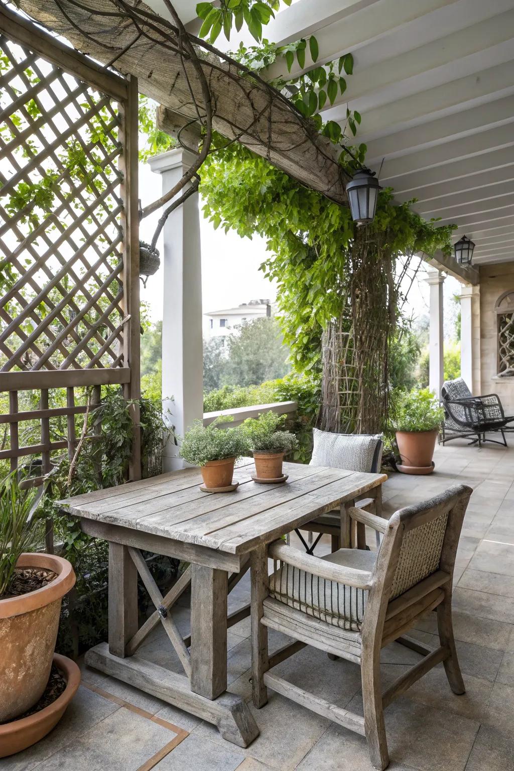 Eco-friendly choices making the veranda both stylish and sustainable.