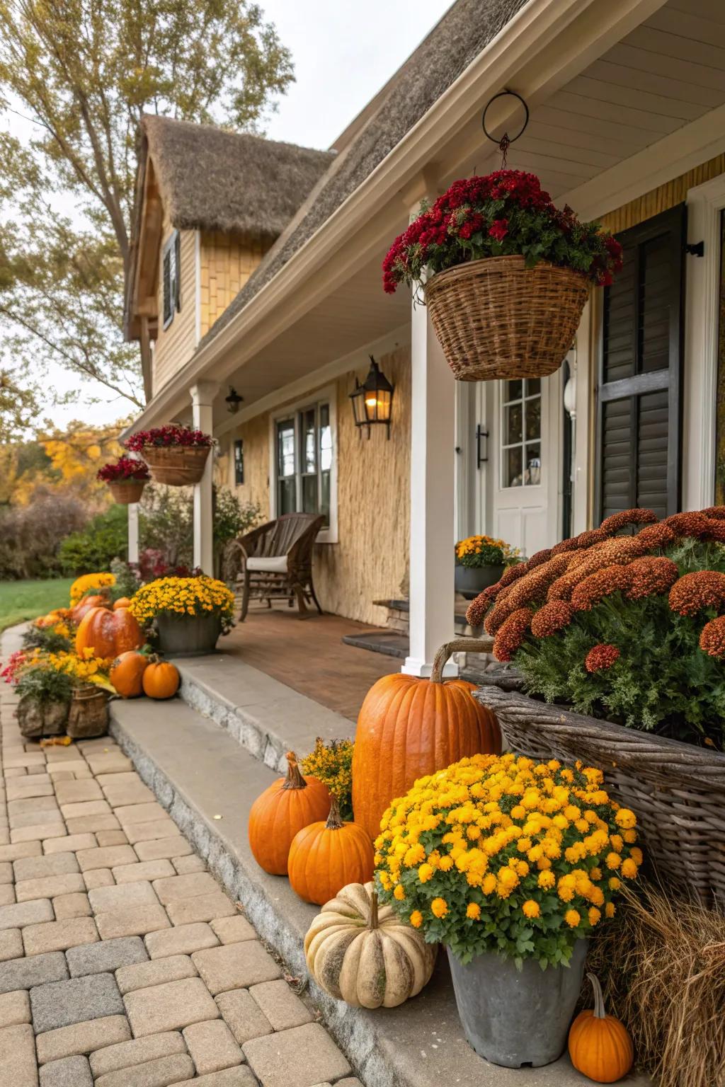 Seasonal decor adding a festive touch to the veranda.