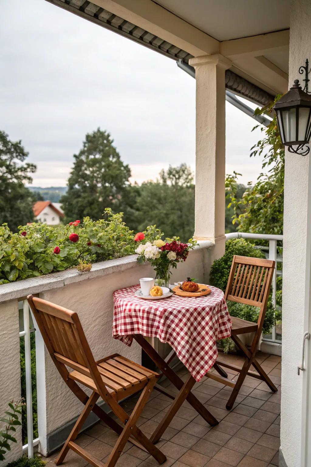 Bistro set turning the veranda into a delightful dining area.