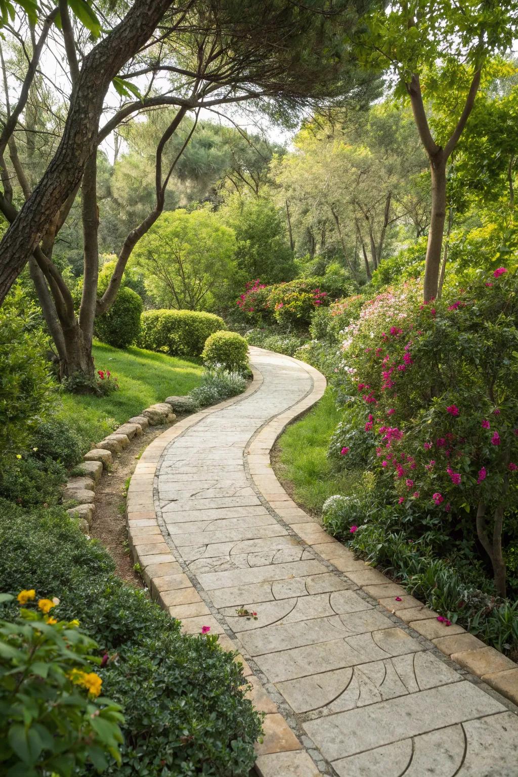 Guide your guests with elegant travertine walkways.