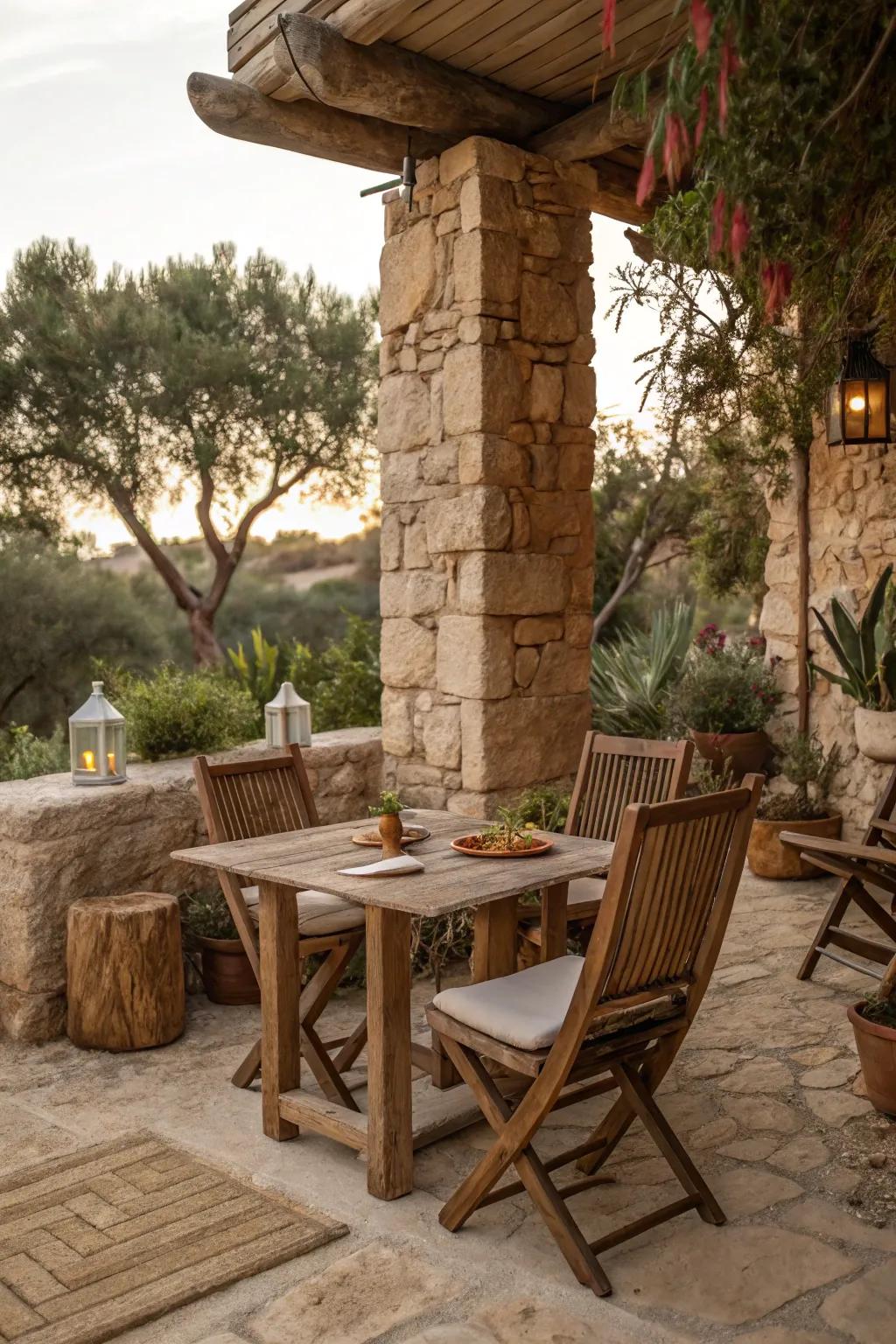 Embrace the rustic vibe with textured travertine.