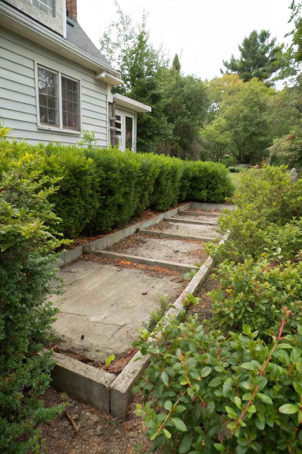 Charming foundation planting with barberry bushes.
