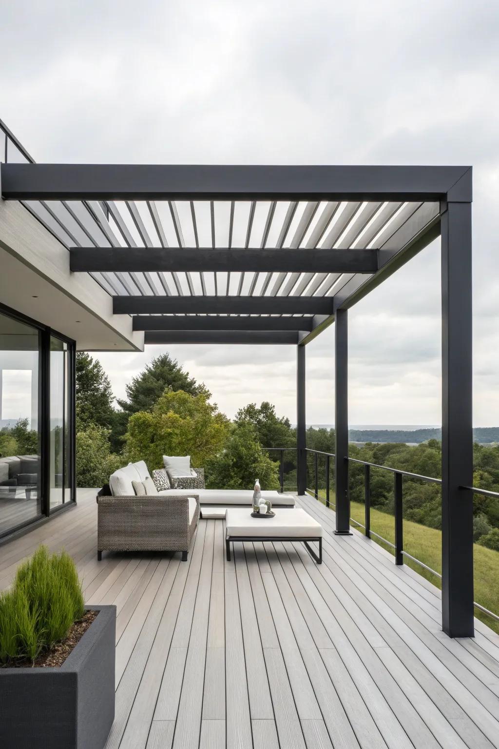 A minimalist pergola design for a modern outdoor space.