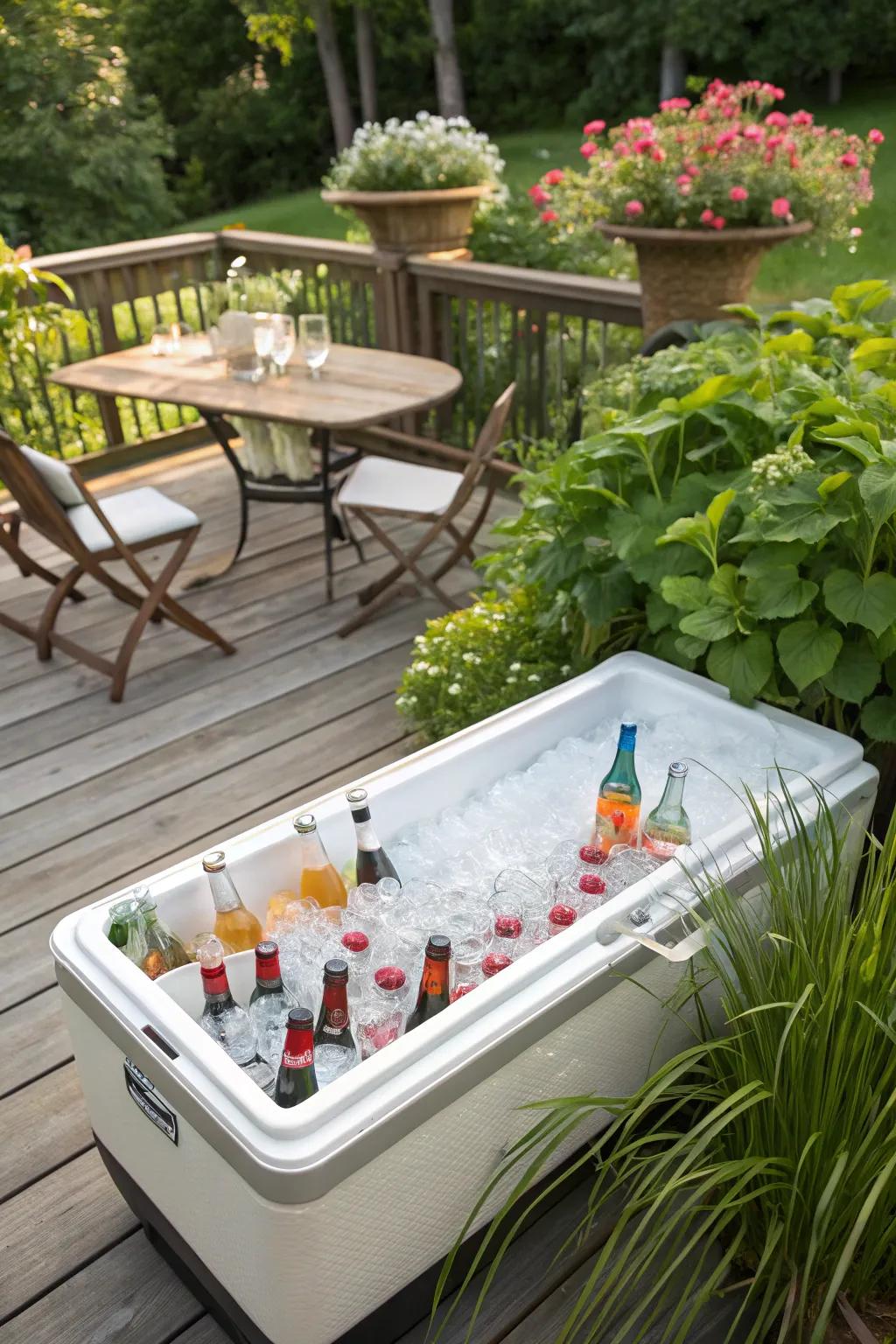 Keep your drinks cool and accessible with a convertible cooler bar.