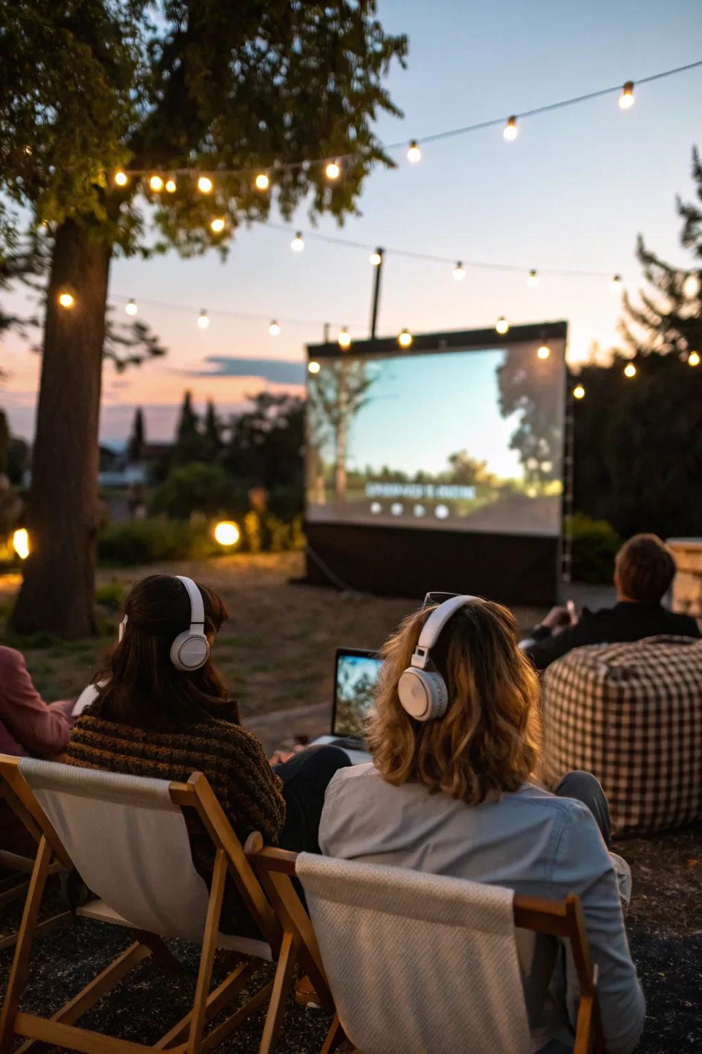 Wireless headphones allow for a quiet, immersive viewing experience.
