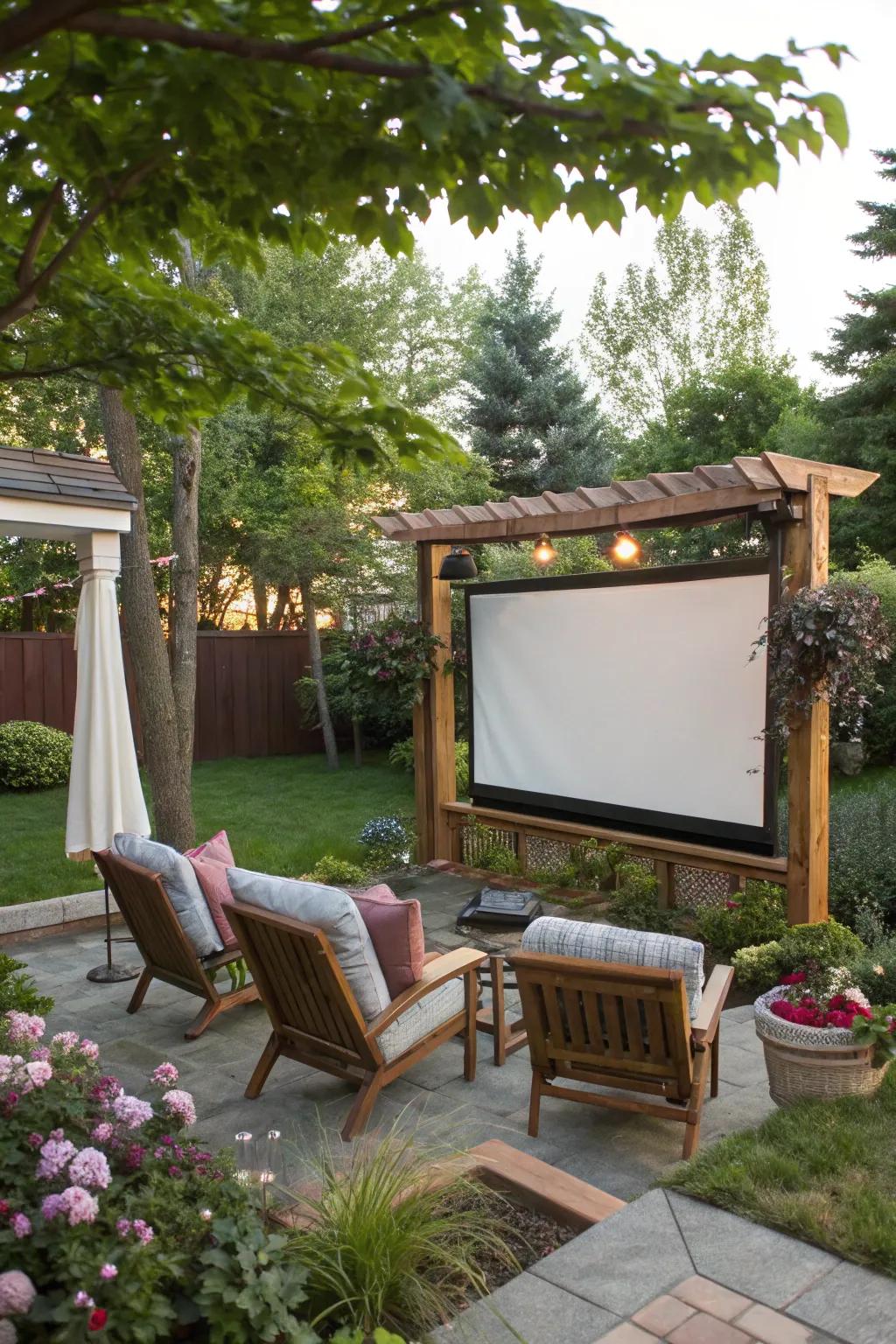 A DIY screen frame can enhance the aesthetics of your backyard theater.