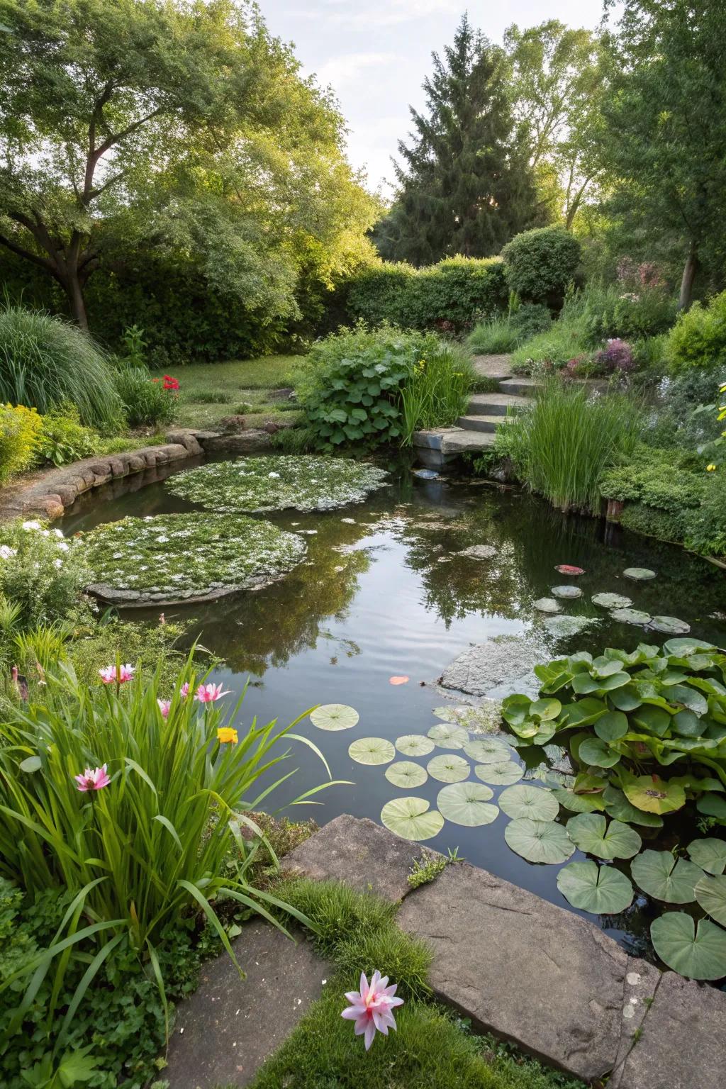 Water features add a tranquil vibe to any garden, inviting nature in.